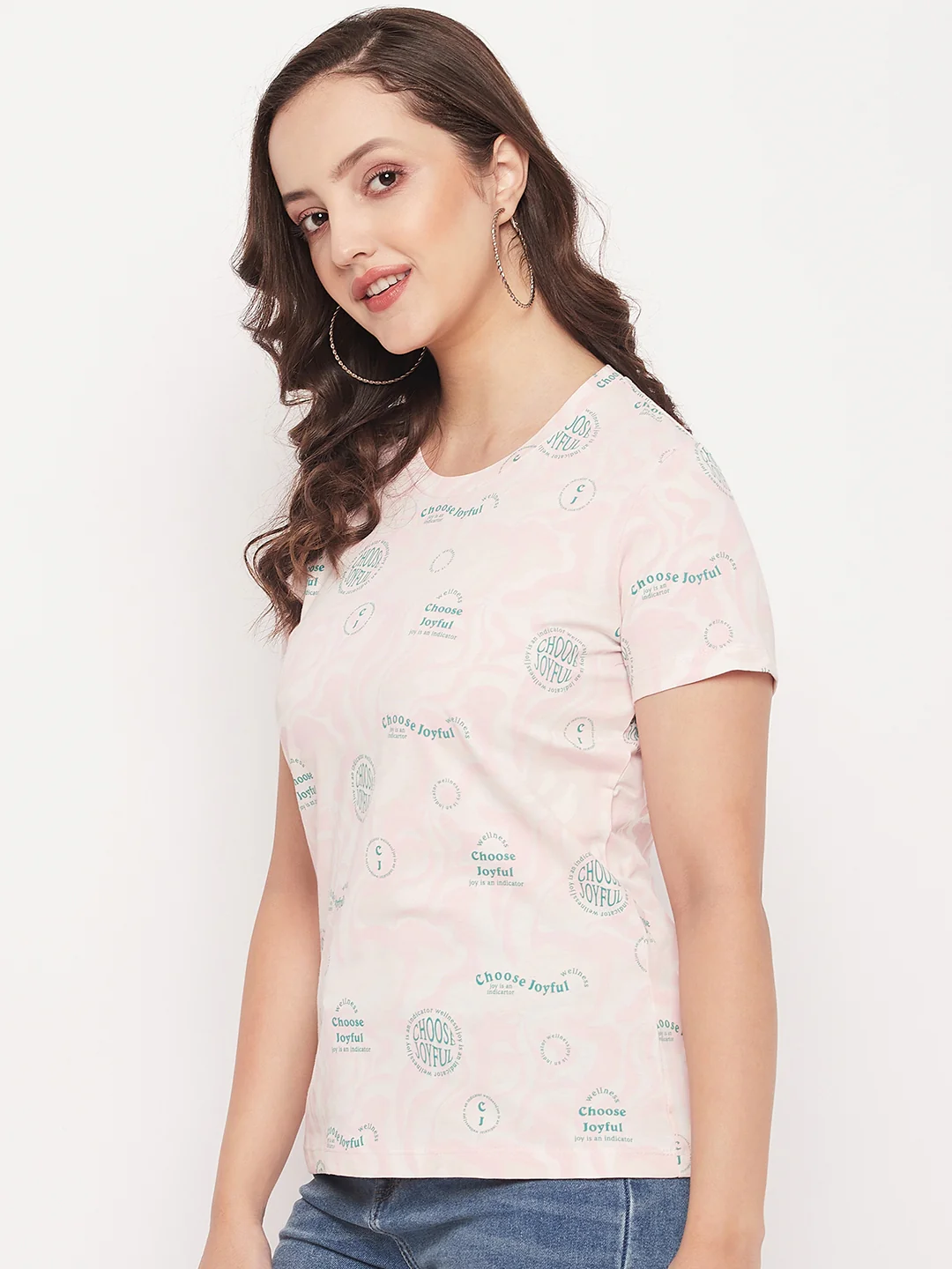 Madame Peach Round Neck Printed Cotton T-Shirt - Image 5
