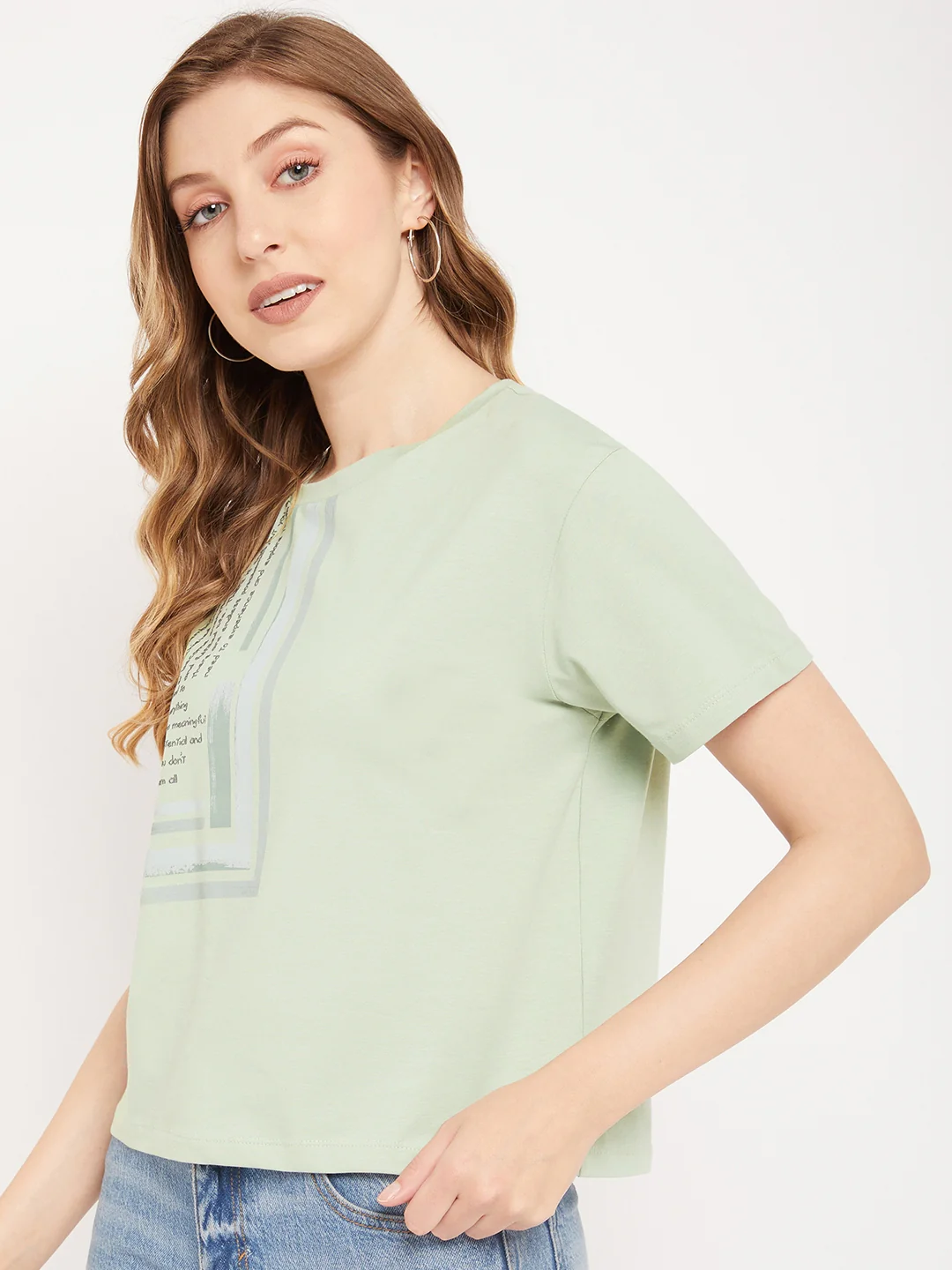 Madame Sea Green Typography T-Shirt - Image 5