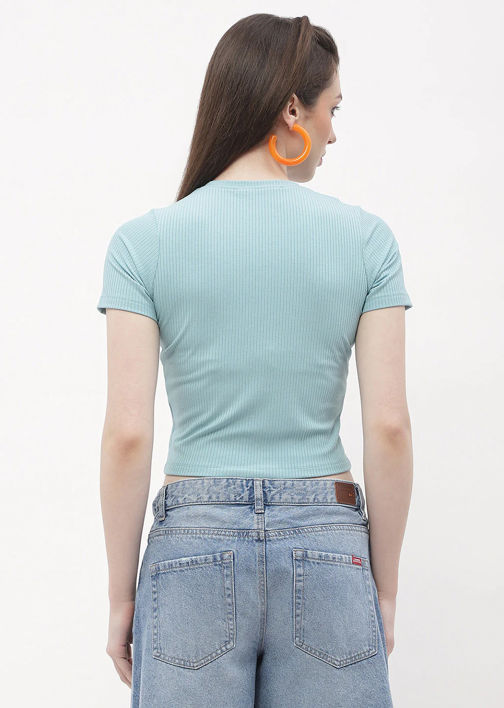 Madame Typography Powder Blue Crop T-Shirt - Image 3