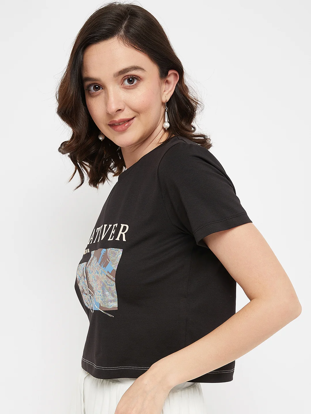 Madame Black Typography Cotton T-Shirt - Image 5