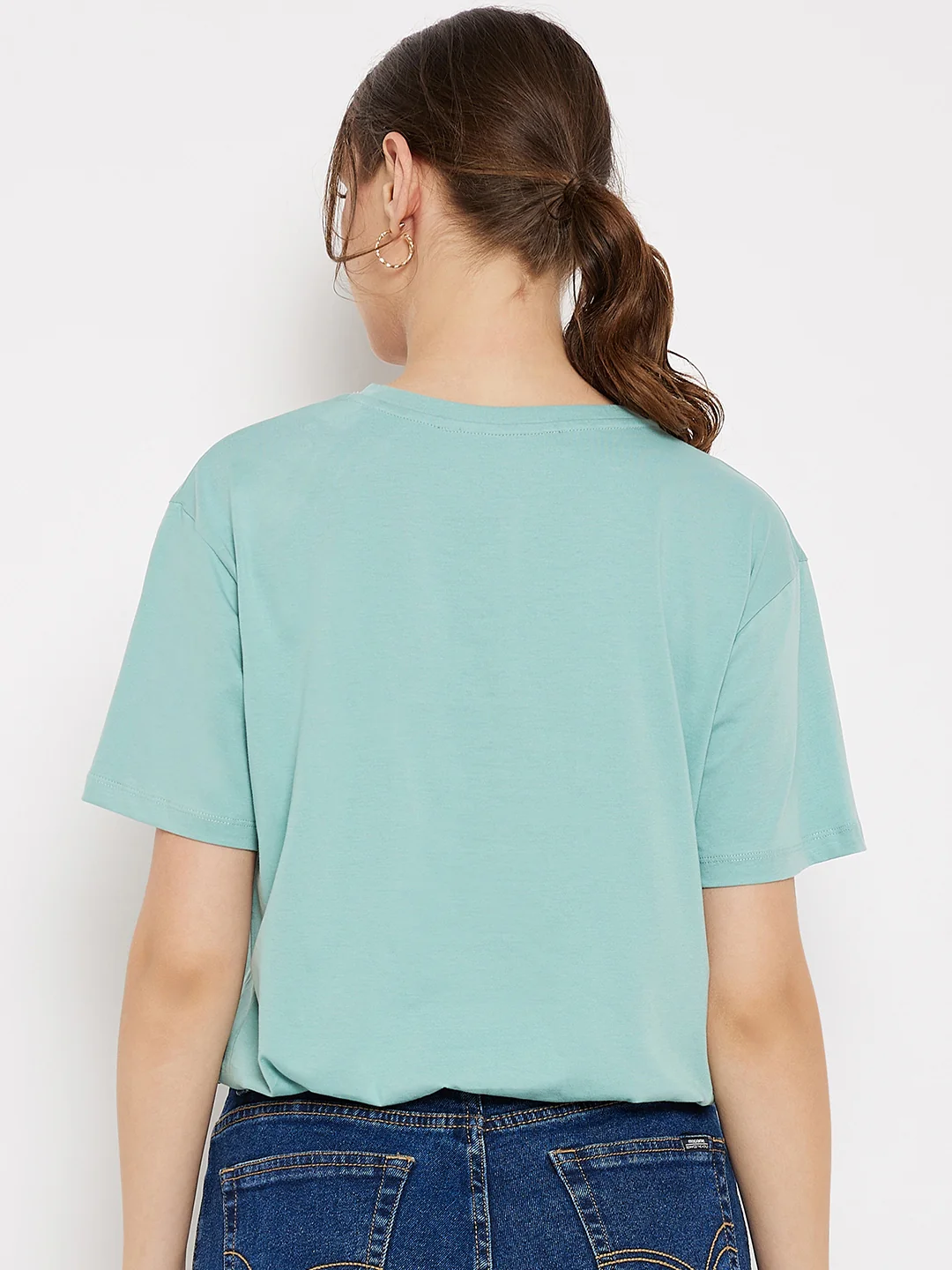 Madame Crew Neck Green Printed T-Shirt - Image 6