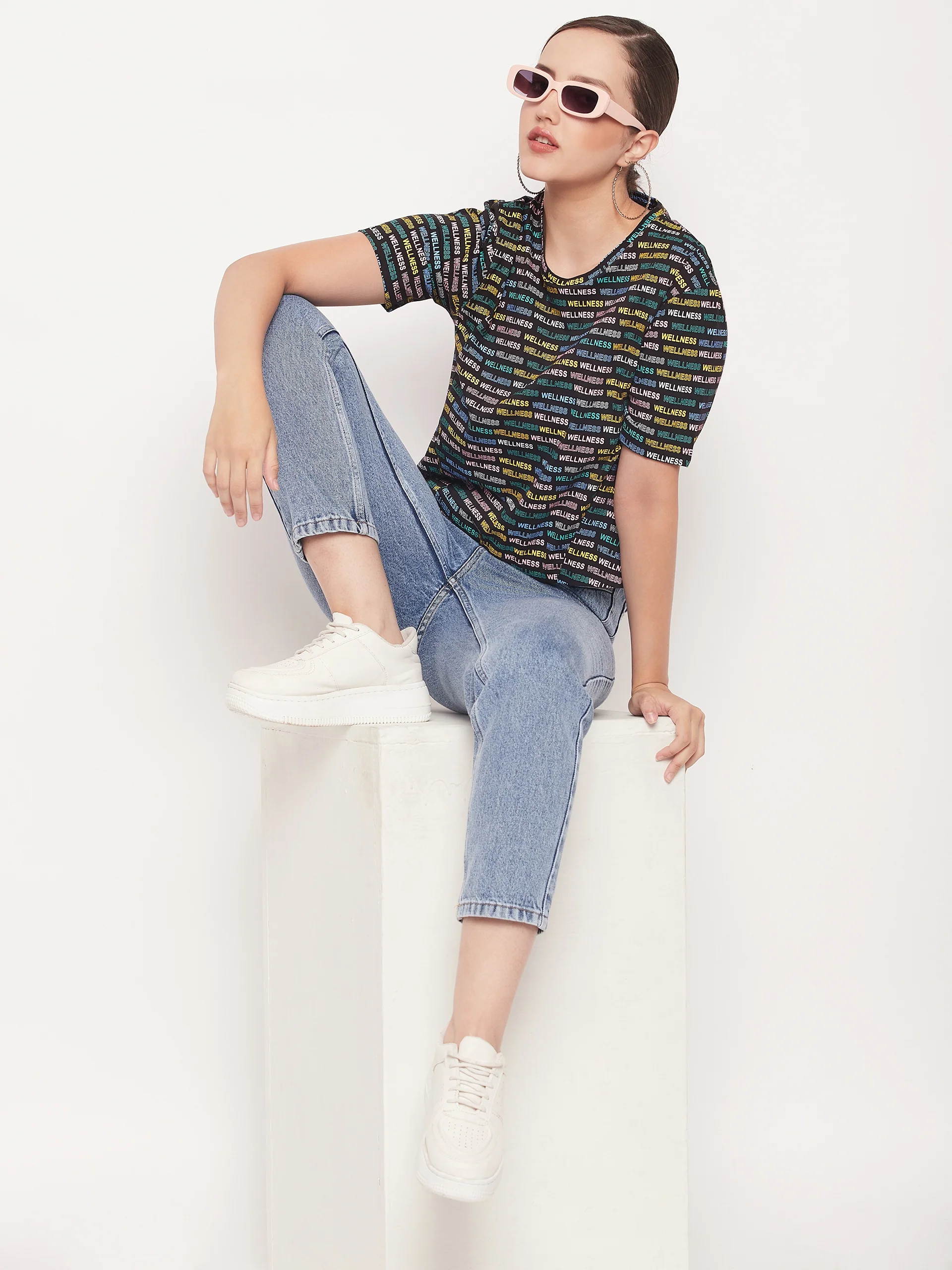 Madame Regular Fit Round Neck Printed T-shirt