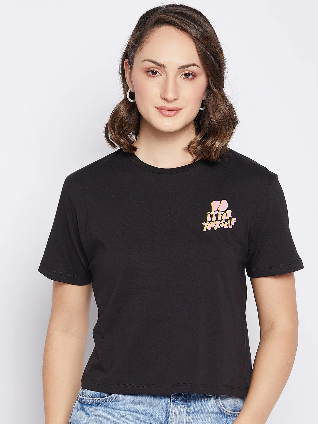 Madame Black Typography Round Neck Top - Image 2