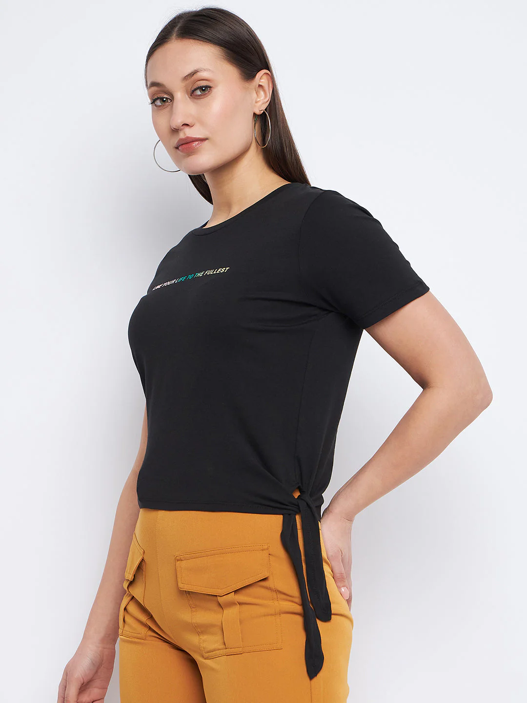 Madame Typography Black Side Knotted Top - Image 5