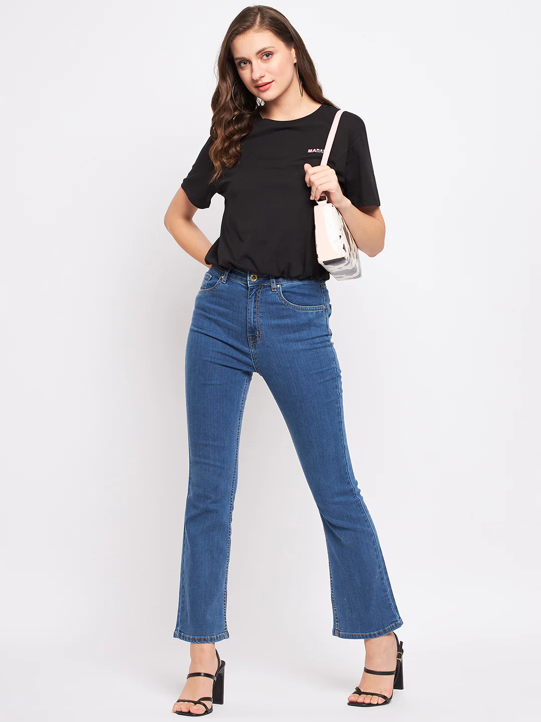 Madame Solid Black Elasticated Waist Top - Image 2