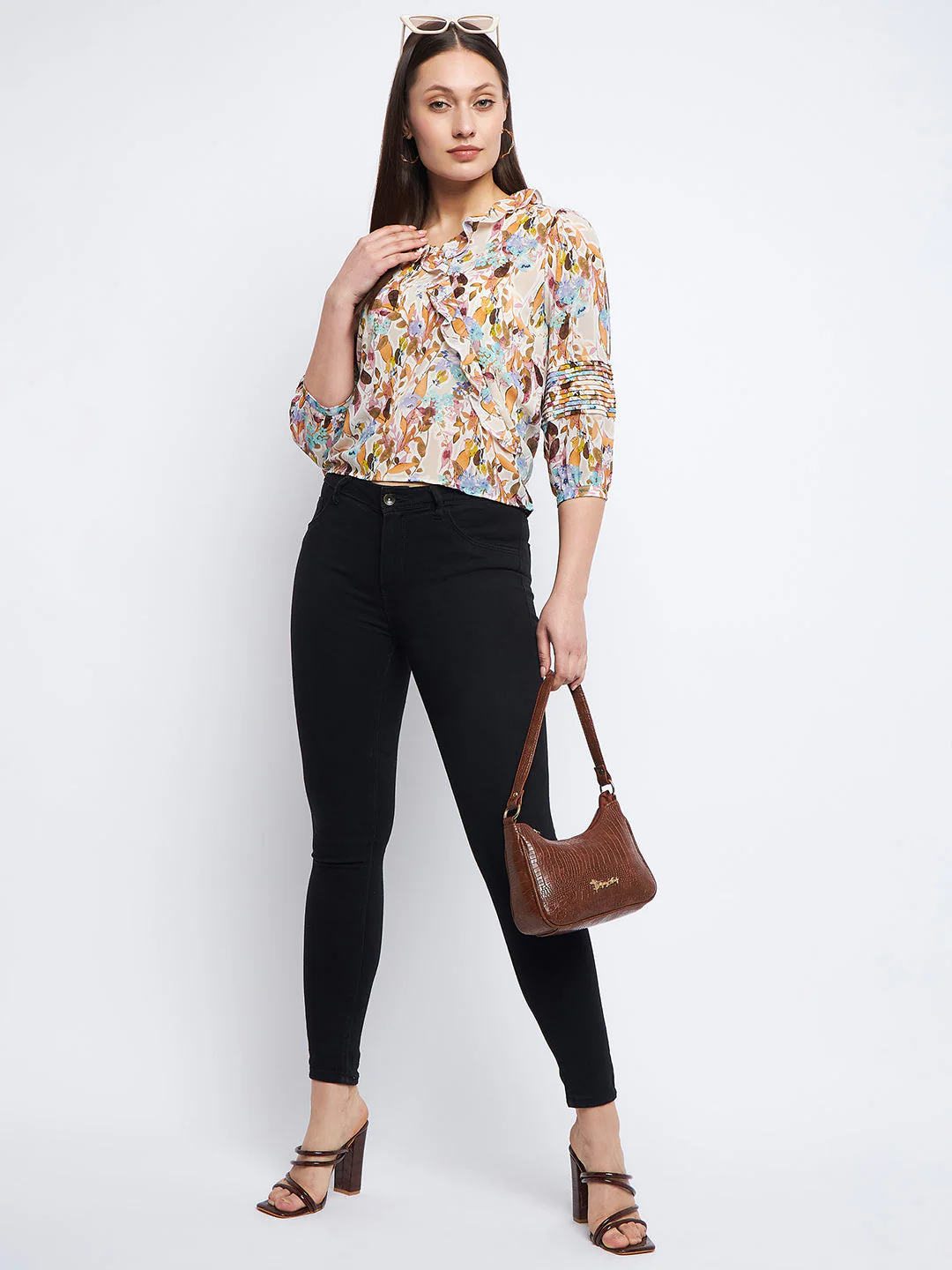 Madame Floral Off-White Ruffle Top - Image 3