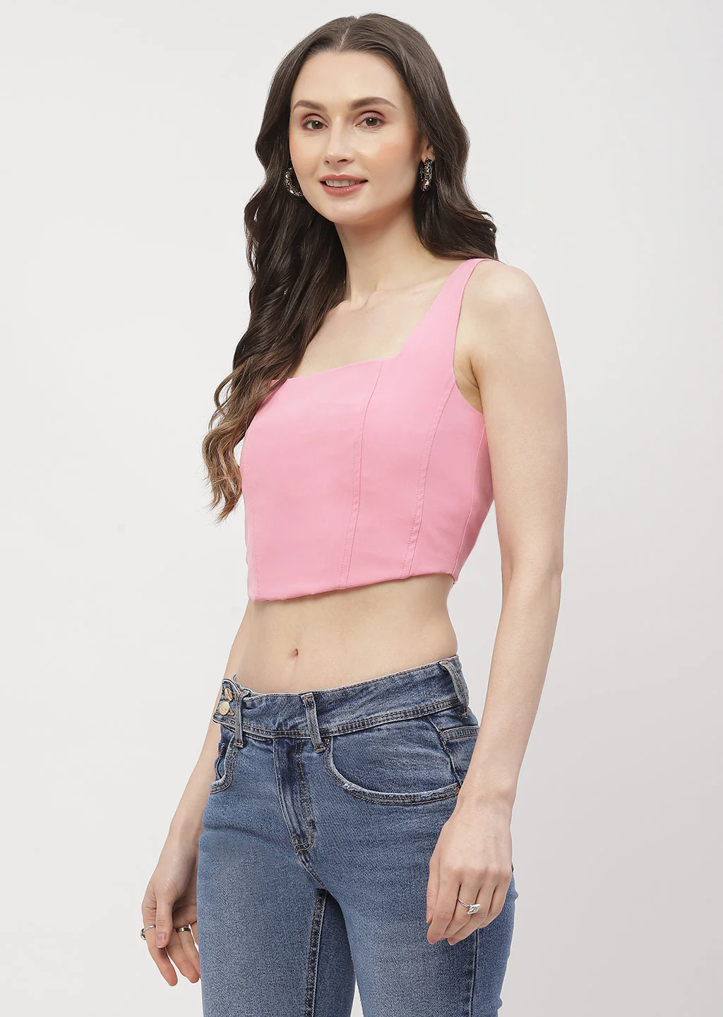 Madame Solid Pink Corset Style Top - Image 2
