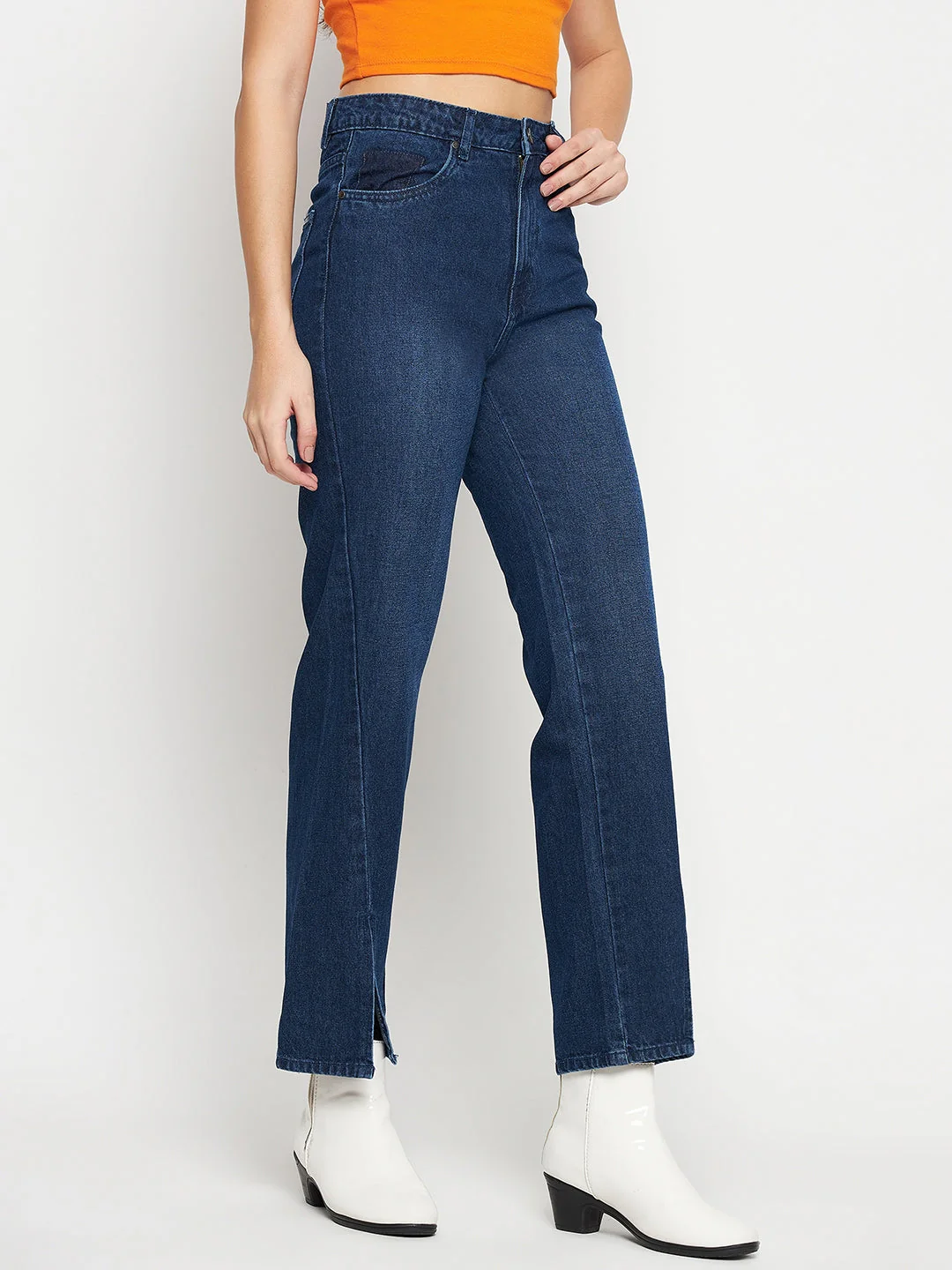 Madame Dark Blue Cotton Denim Jeans - Image 4