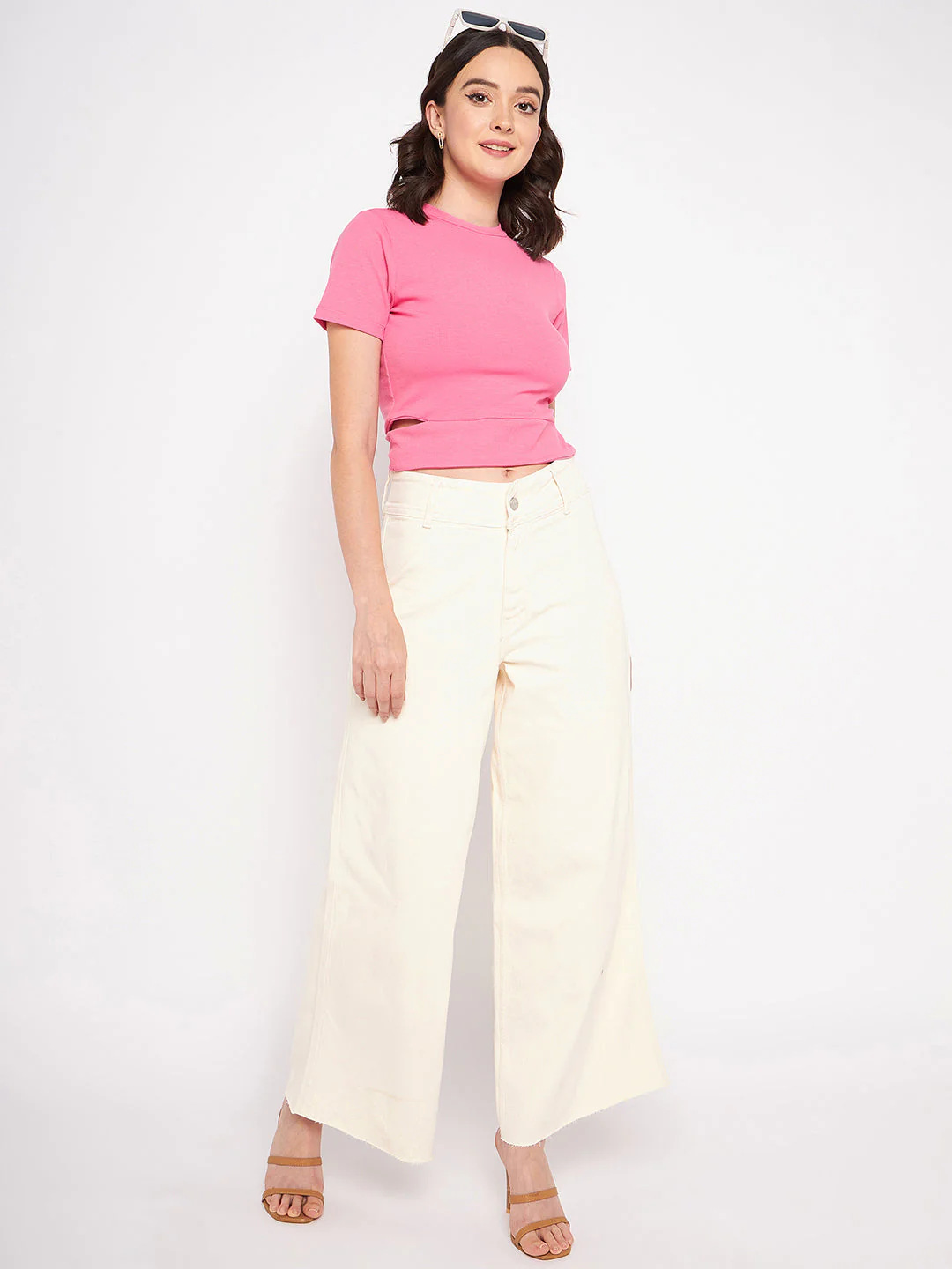 Madame Ivory Flared Cotton Pants - Image 2