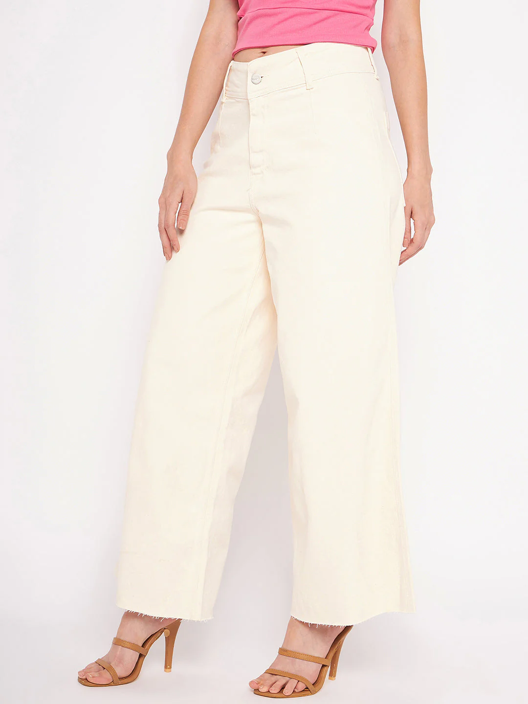 Madame Ivory Flared Cotton Pants - Image 3