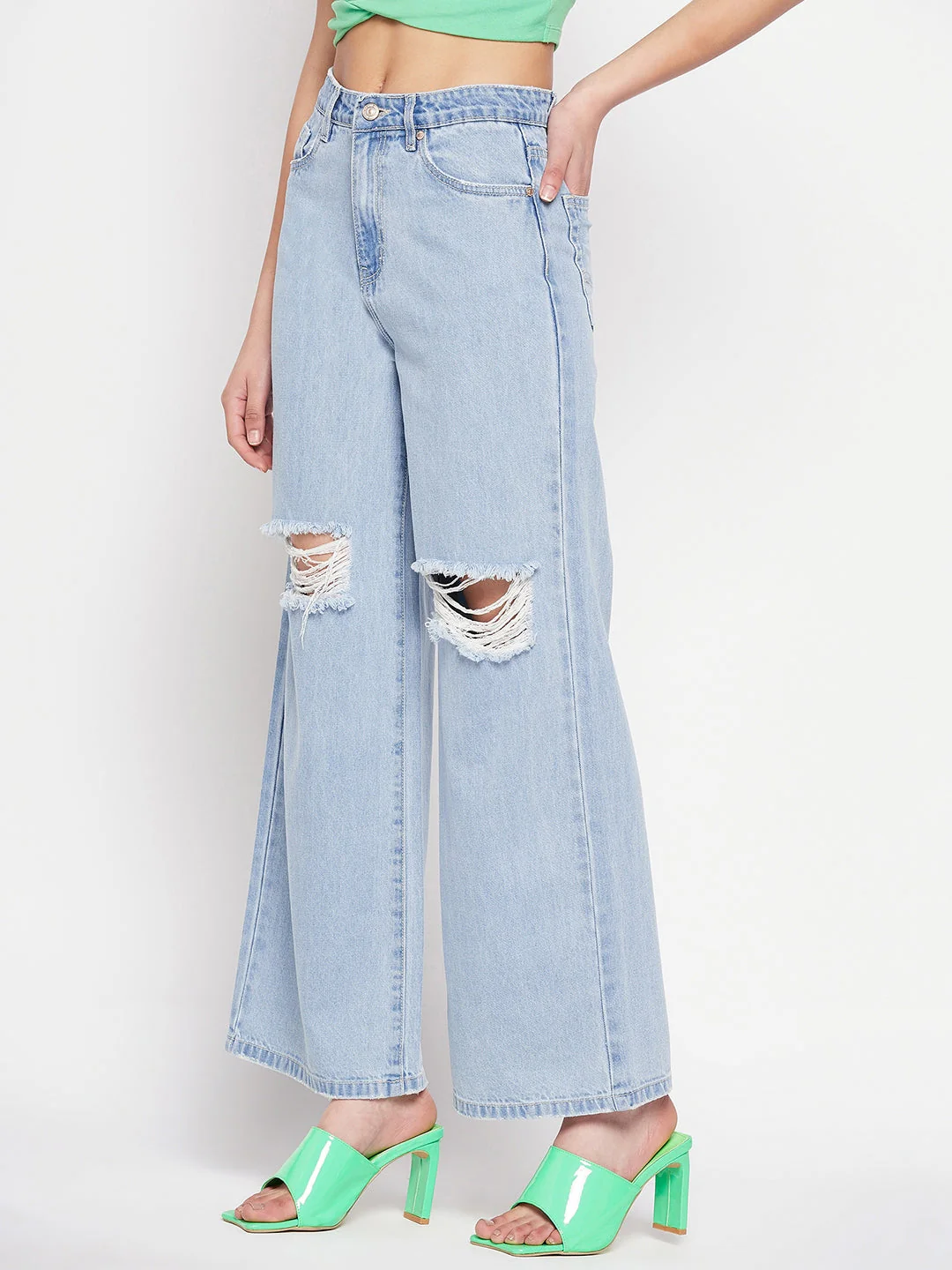 Madame Women Blue Rugged Denim - Image 5