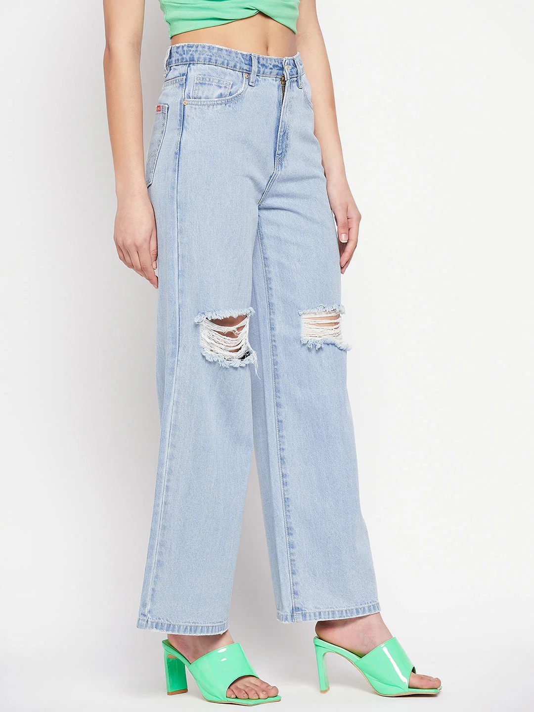 Madame Women Blue Rugged Denim - Image 6