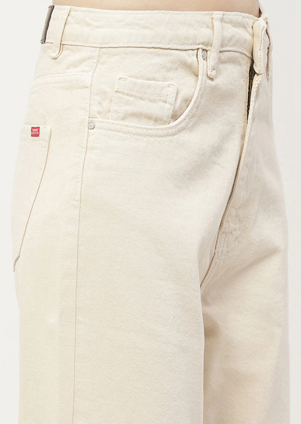 Madame Low Waist Beige Wide Leg Jeans - Image 2