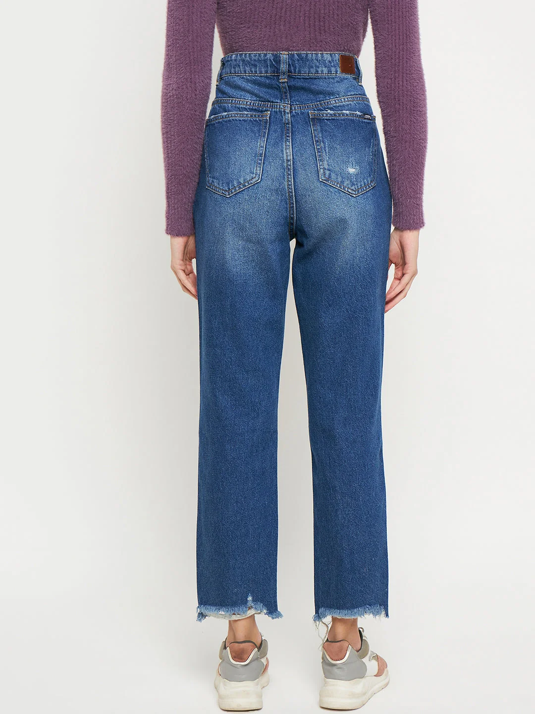 Madame Blue Straight Fit Distressed Jeans - Image 3