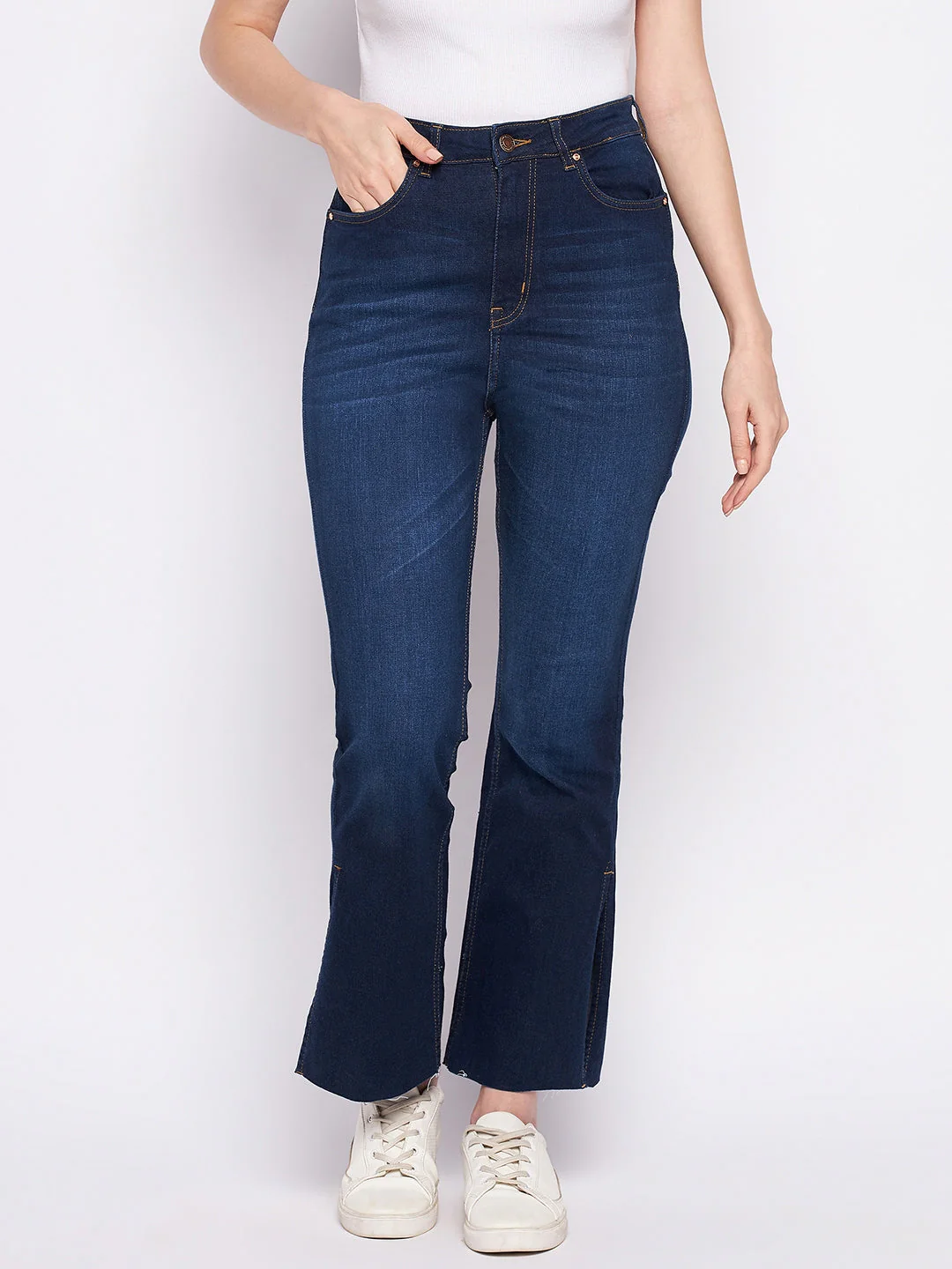 Madame Dark Blue Mid-Rise Boot -Cut Jean