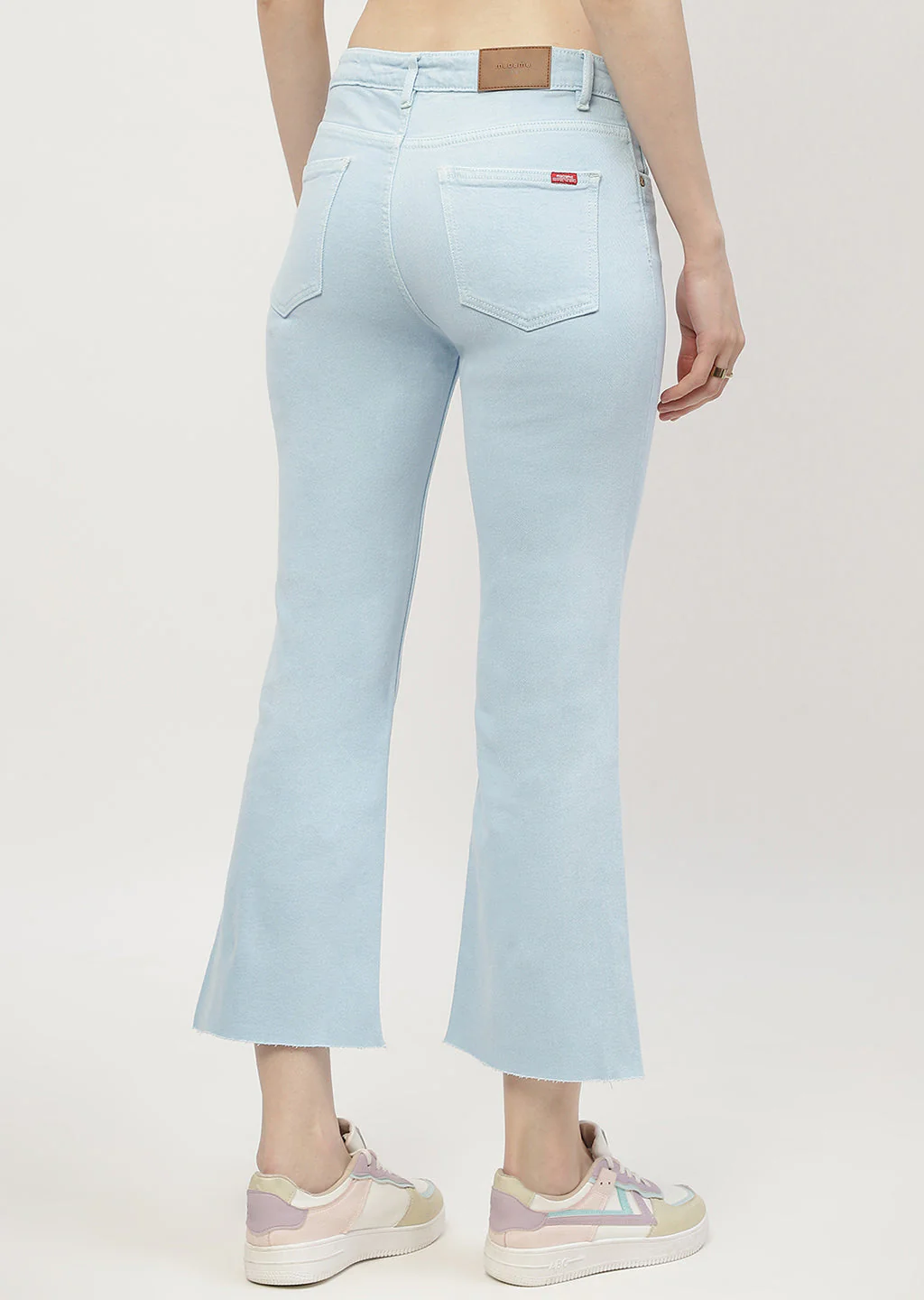Madame Low Waist Sky Blue Bell Bottom Jeans - Image 3