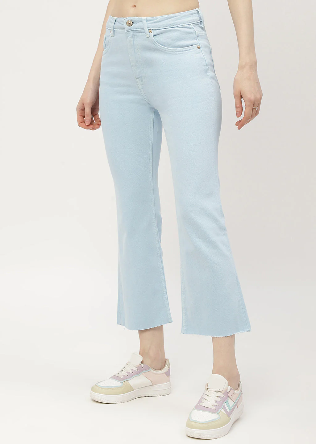 Madame Low Waist Sky Blue Bell Bottom Jeans - Image 4