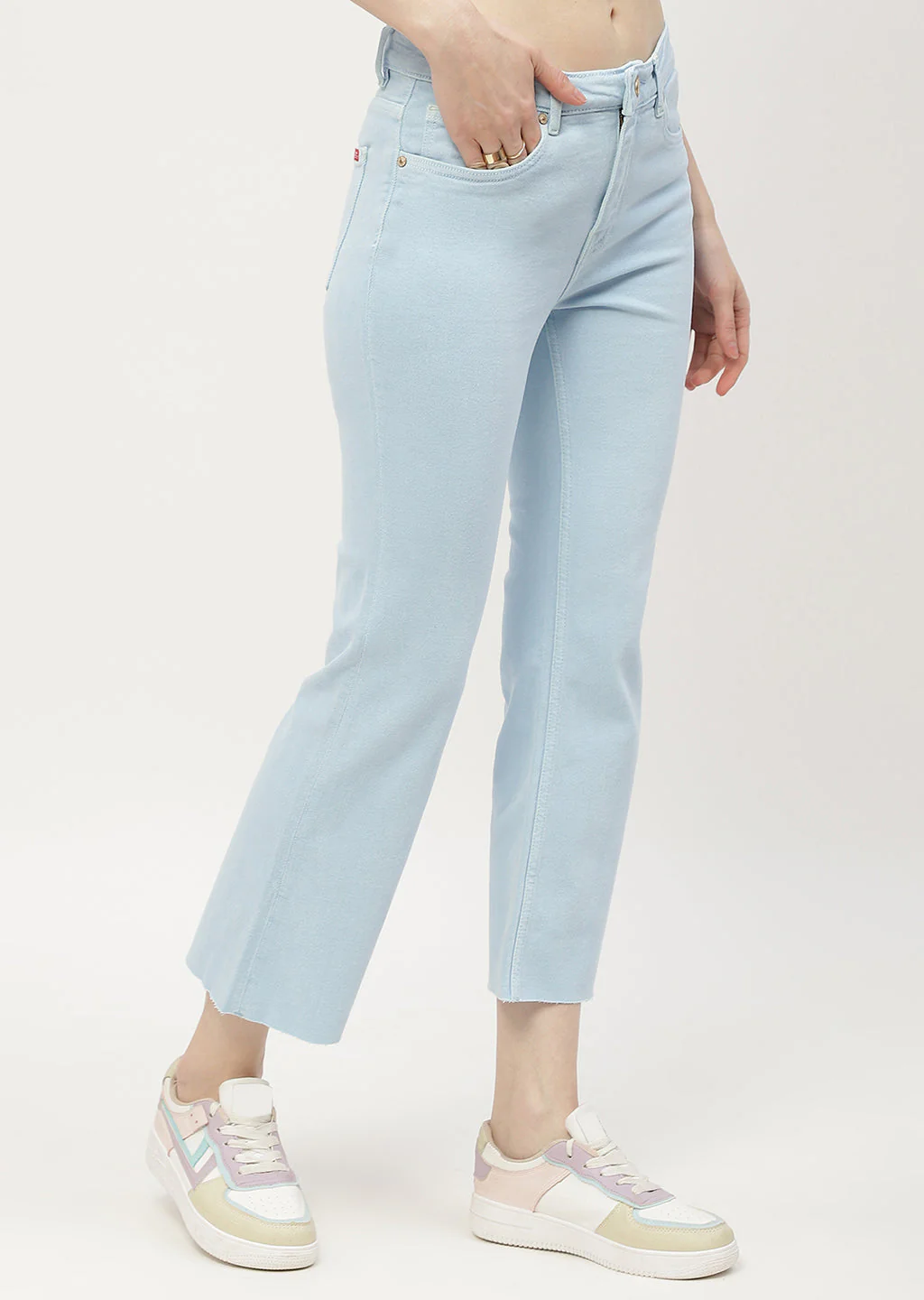 Madame Low Waist Sky Blue Bell Bottom Jeans - Image 5
