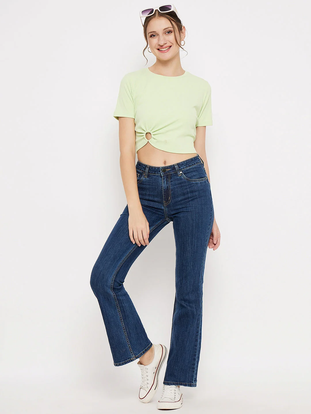 Madame Mid-Rise Flared Dark Wash Jeans - Image 2