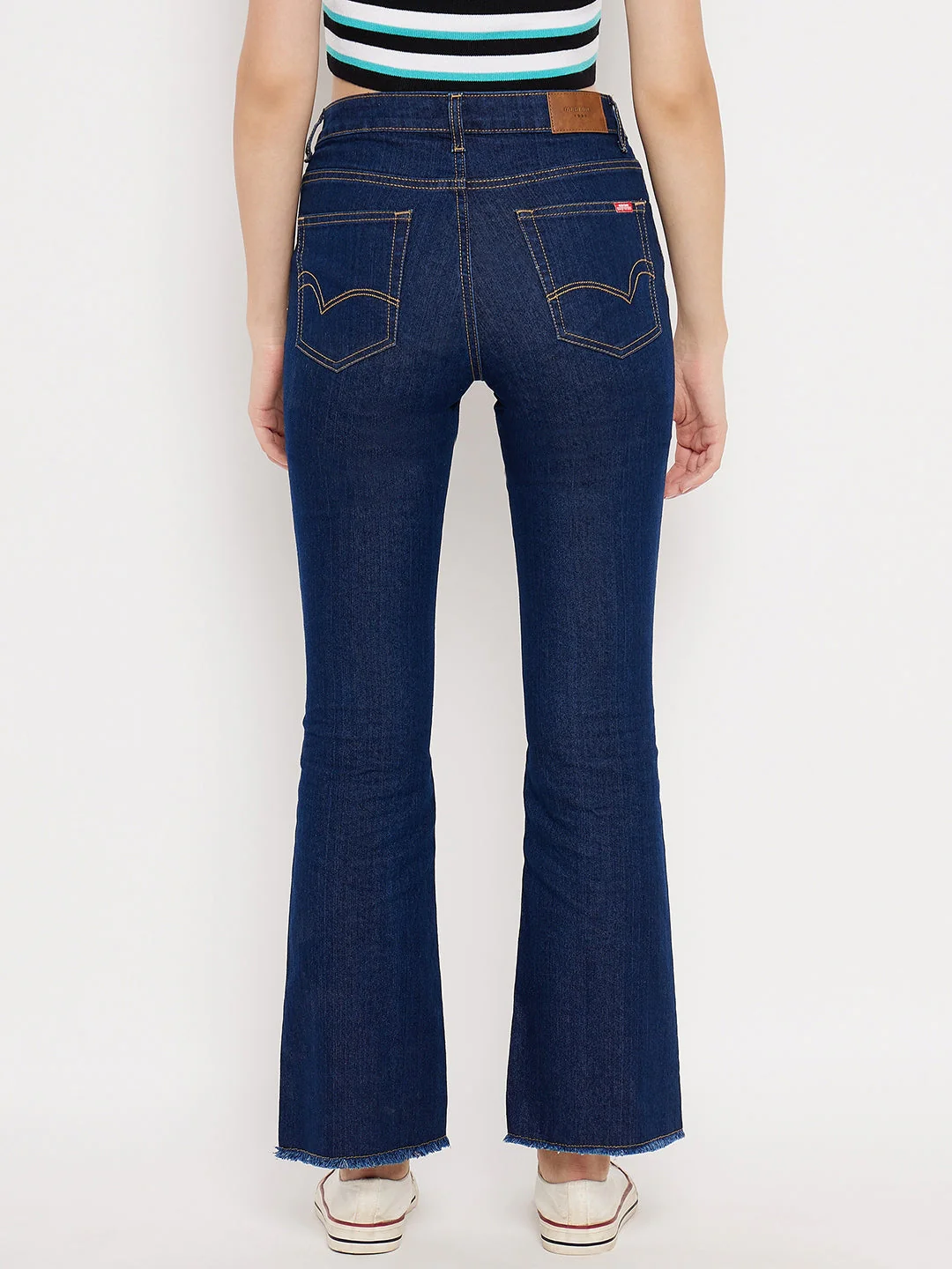 Madame Rugged Hem Dark Blue Denim Jeans - Image 5