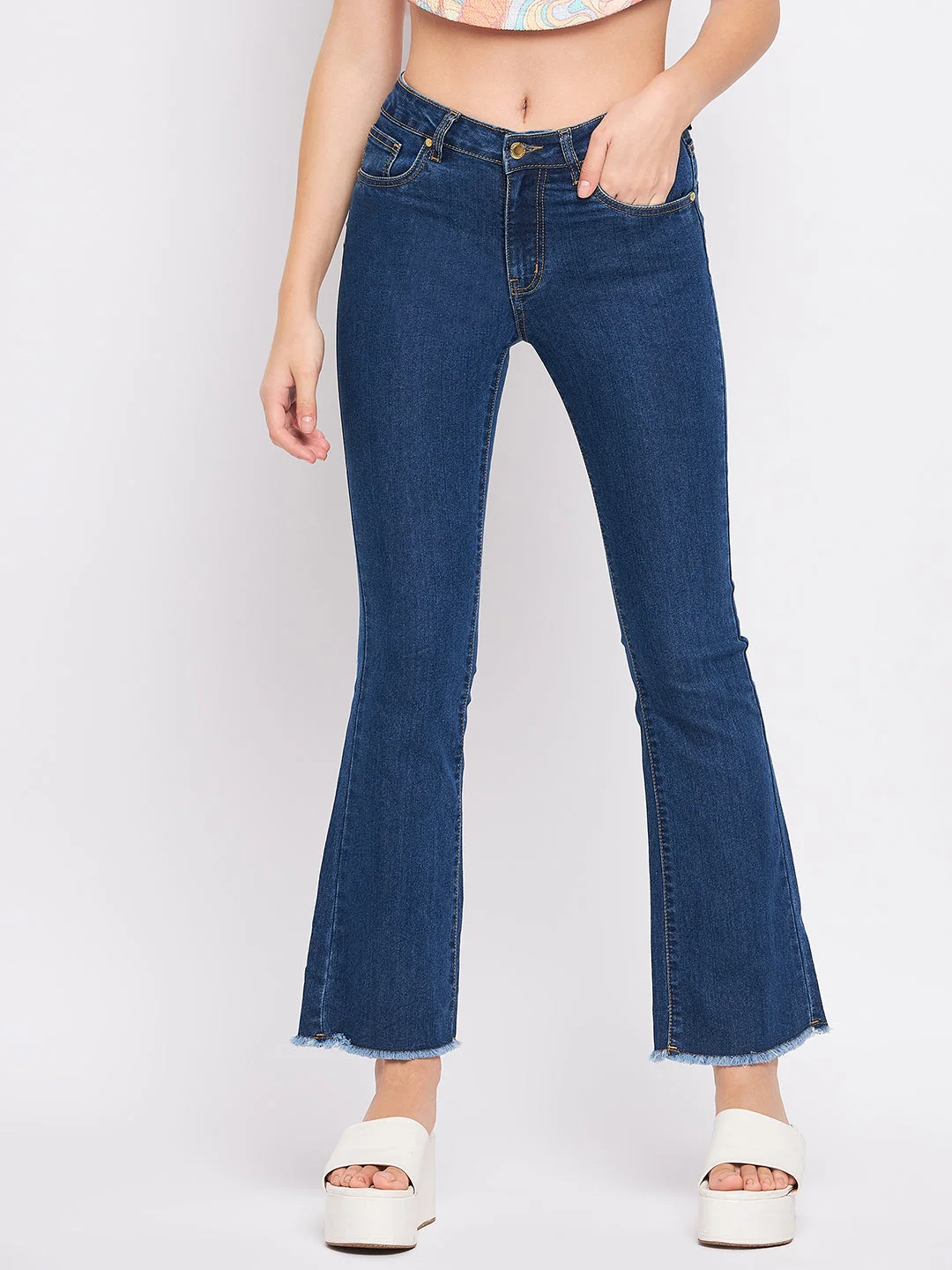 Madame Blue Cotton Denim Jeans