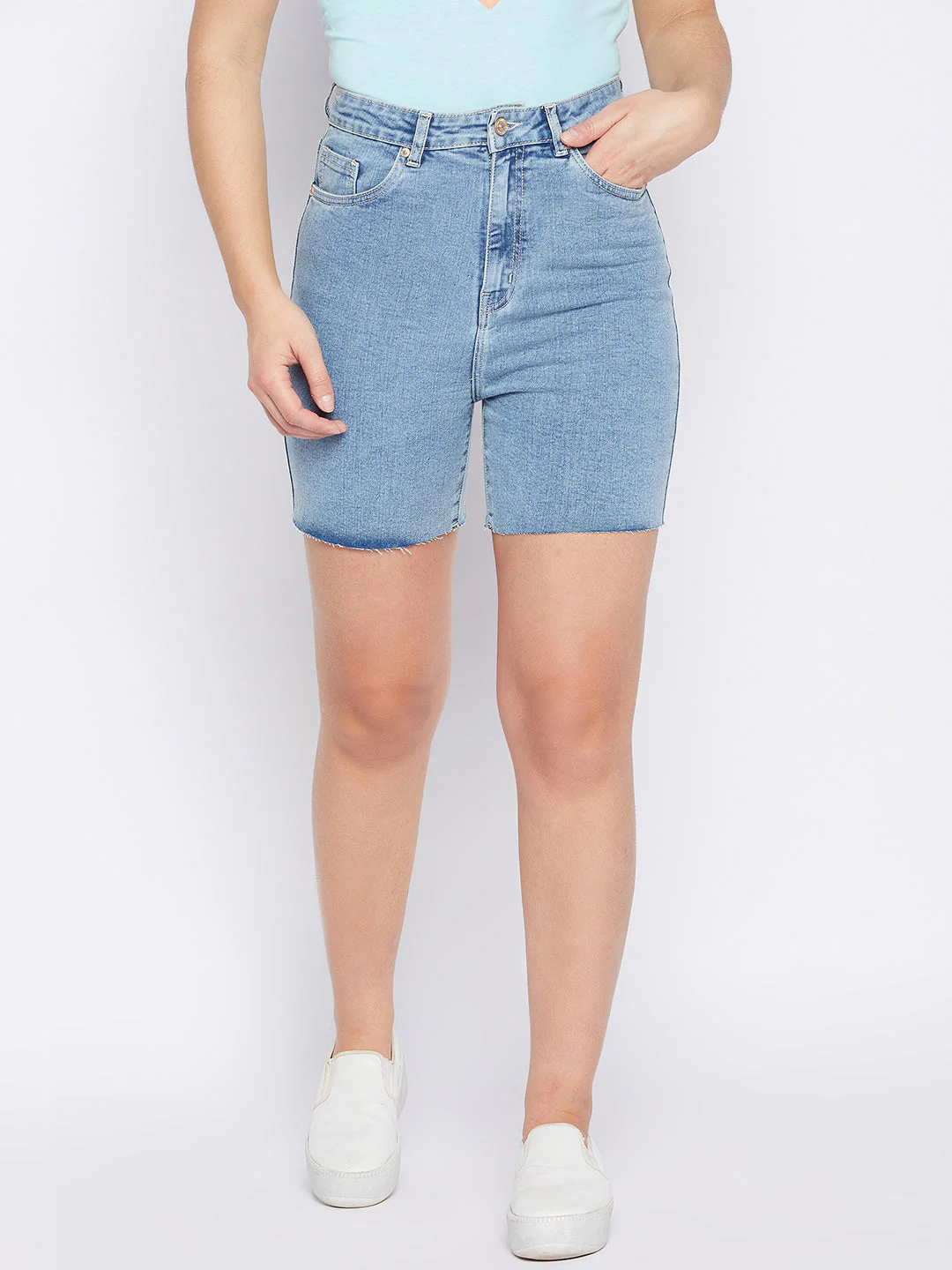 Madame Fitted Ice Blue Denim Shorts