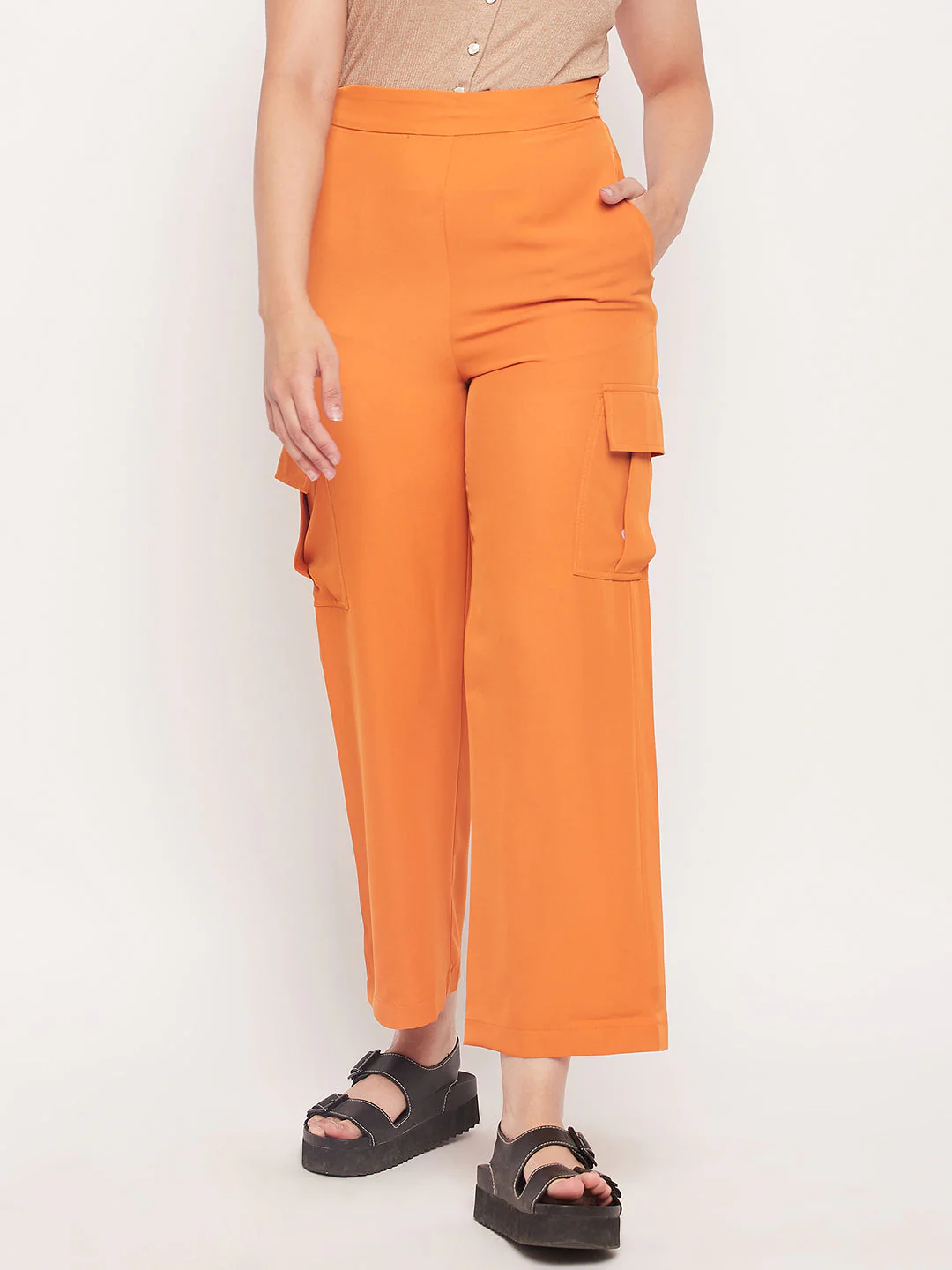 Madame Orange Zipped Cargo Pants - Image 2