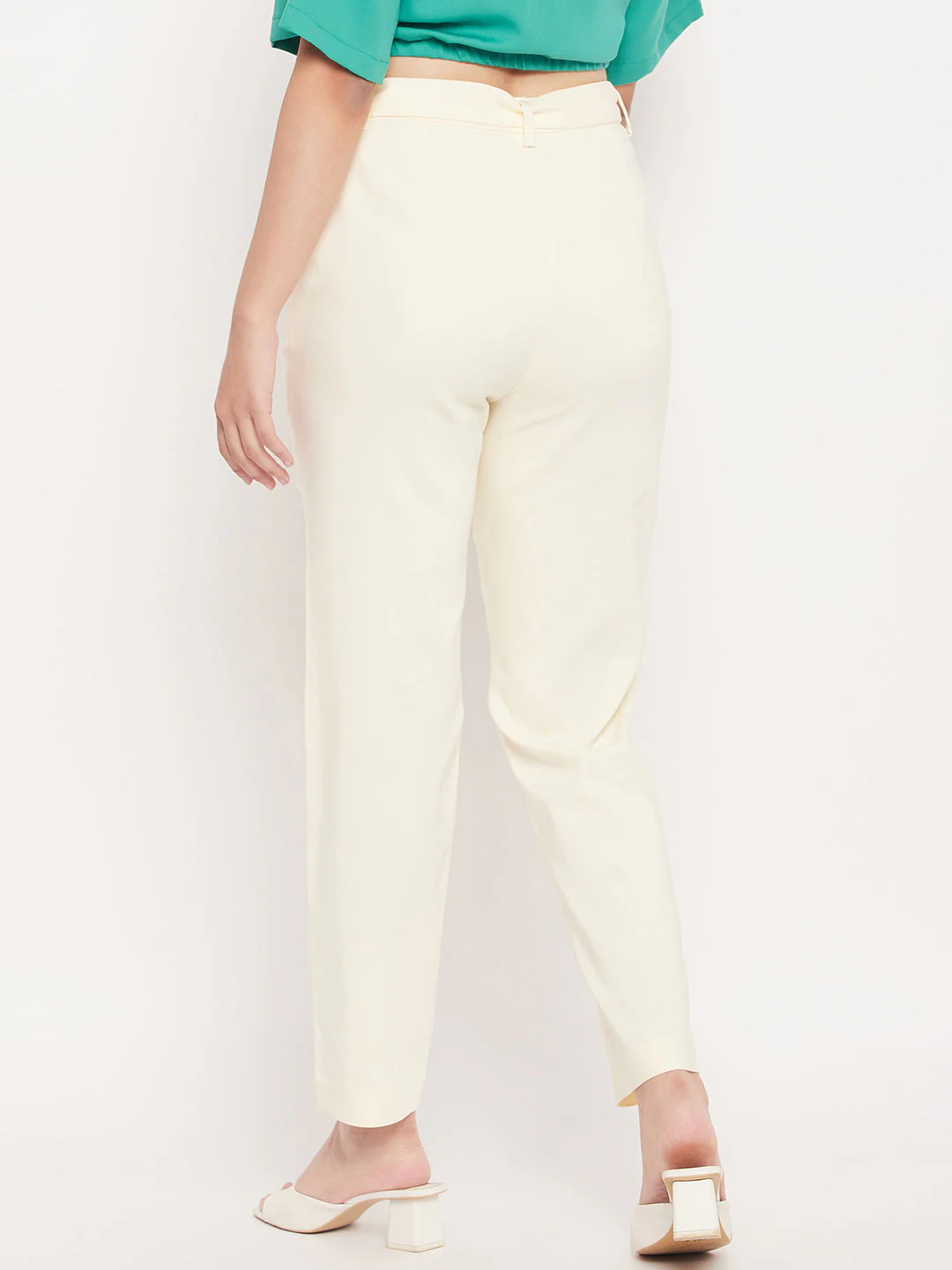 Madame White Slim Fit Belt Trouser - Image 5