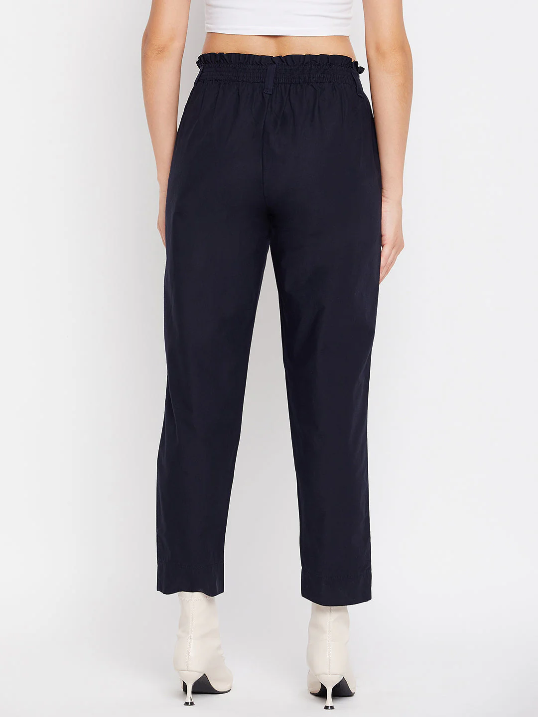 Madame Navy Cotton Ankle Length Trousers - Image 5