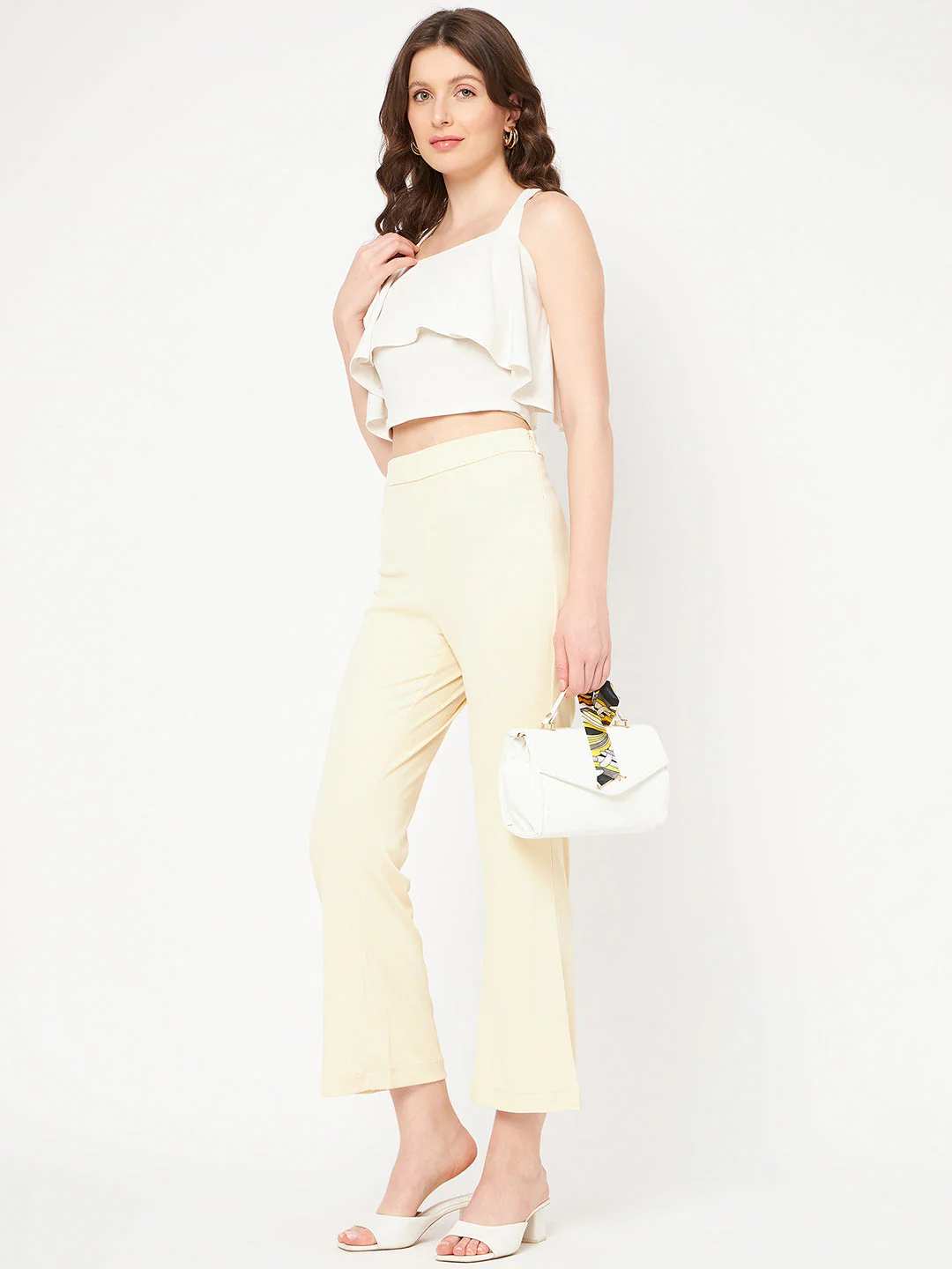 Madame High Rise Off-White Flared Trouser - Image 2