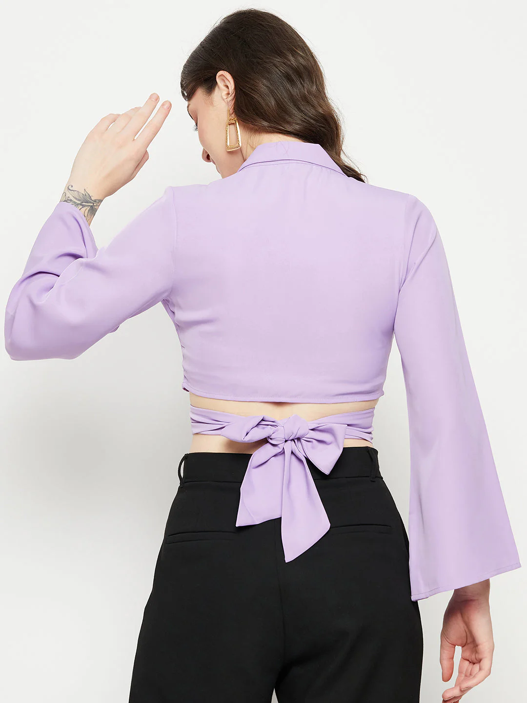 Madame Lilac Tie-Back Crop Top - Image 3