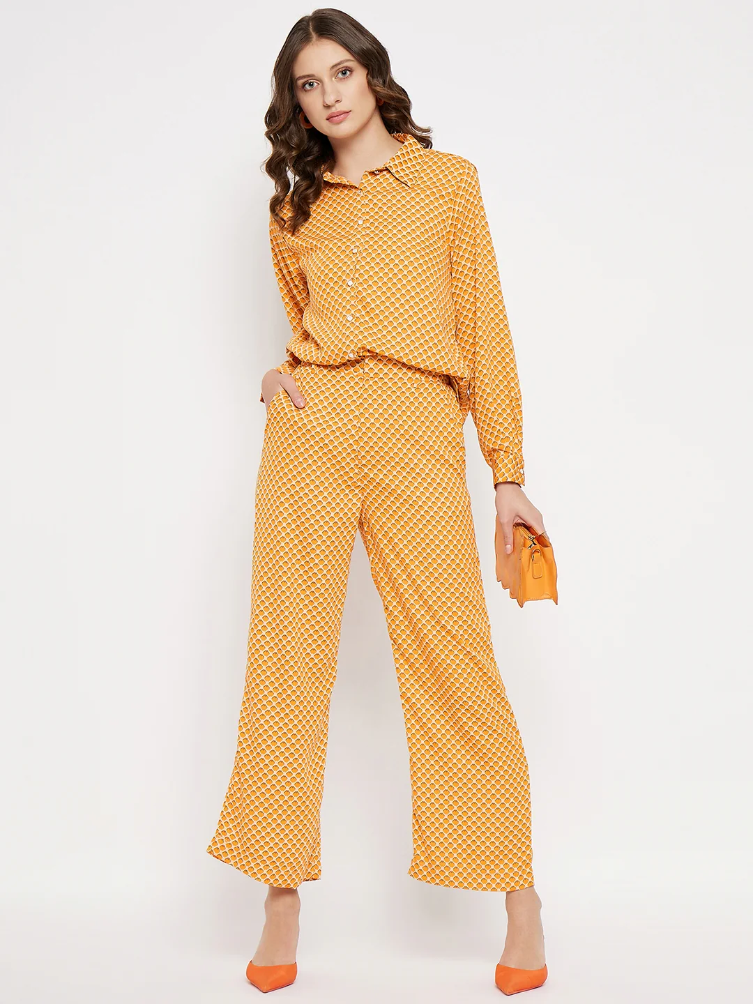 Madame Printed Orange Co-Ord Set - Image 2