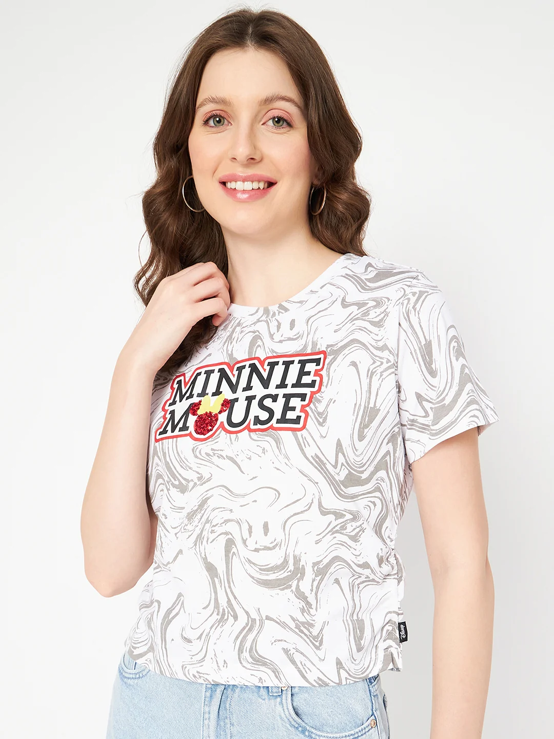 Madame Front and Back Disney Printed Cotton White T-Shirt - Image 5