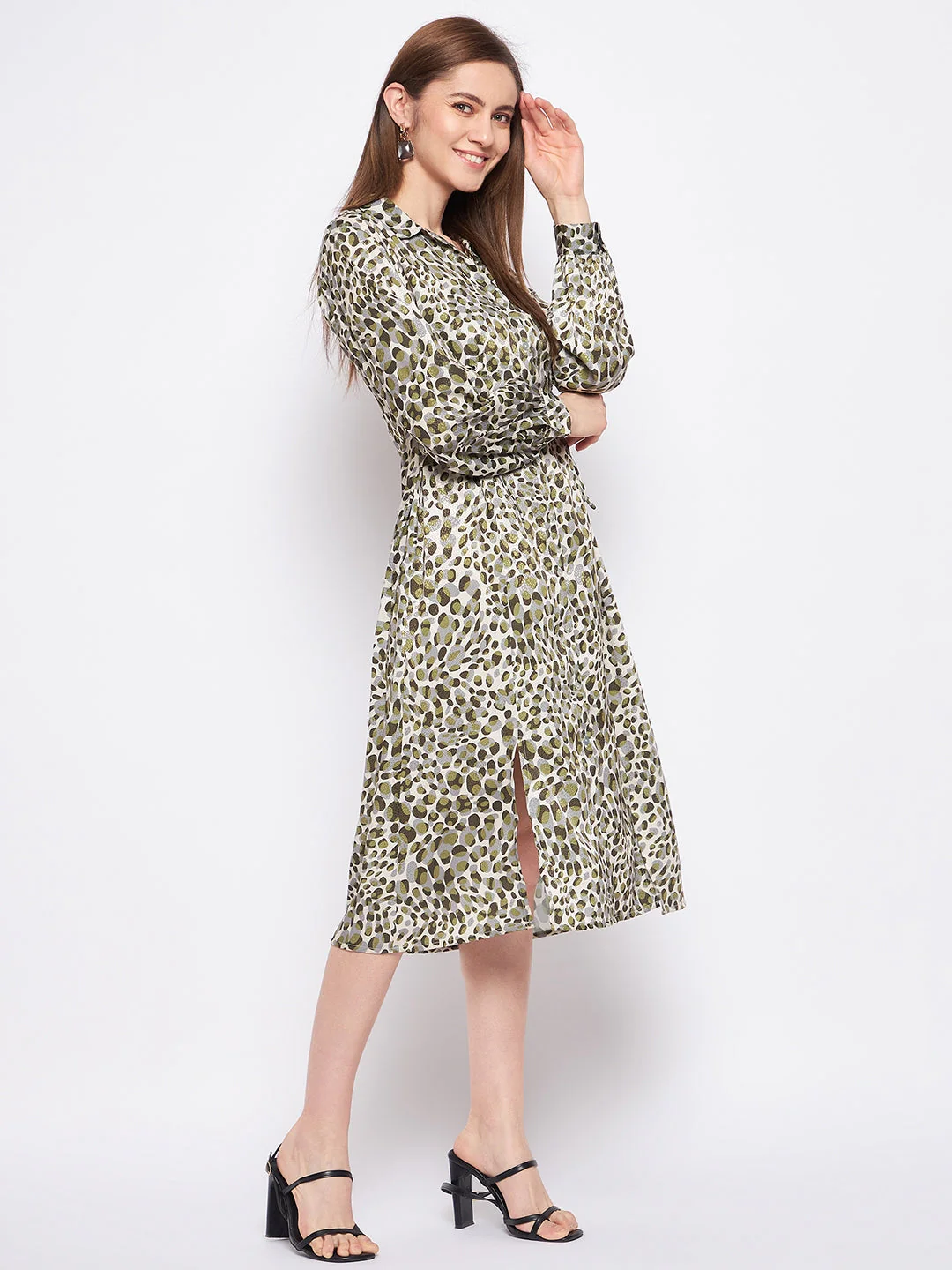 Madame Olive Animal Print Shirt Dress - Image 2