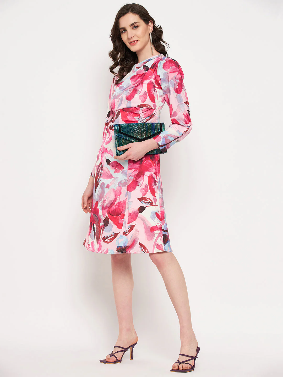 Madame Floral Print Pink Dress - Image 2