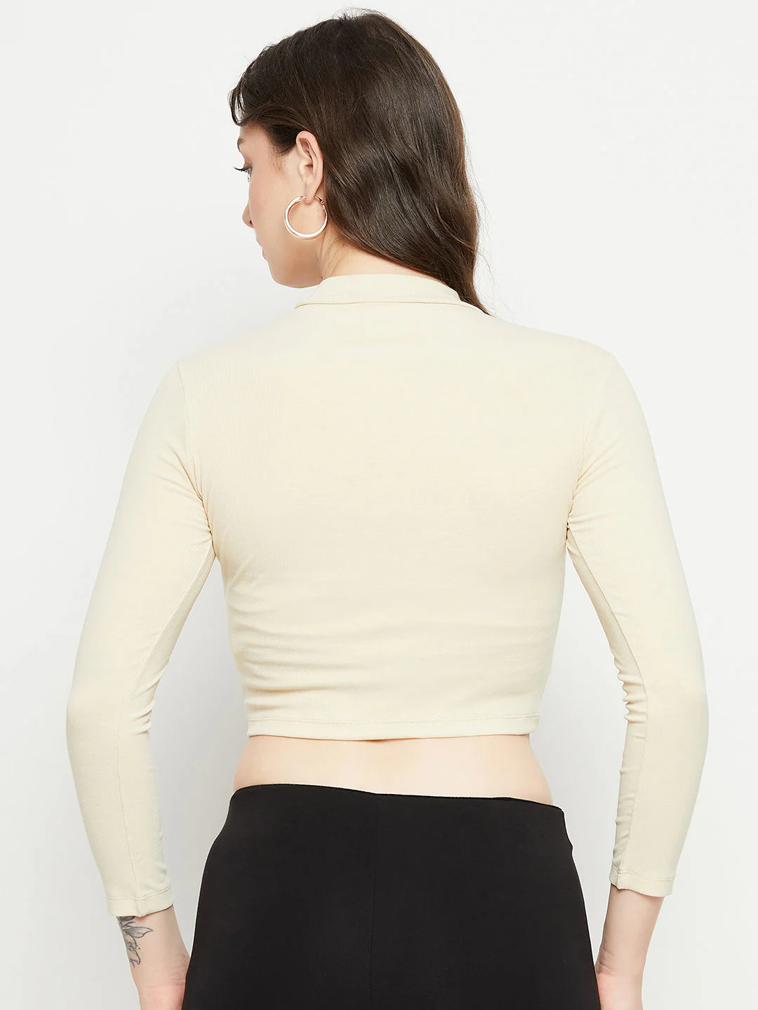Madame Beige Drawstring Crop Top - Image 3