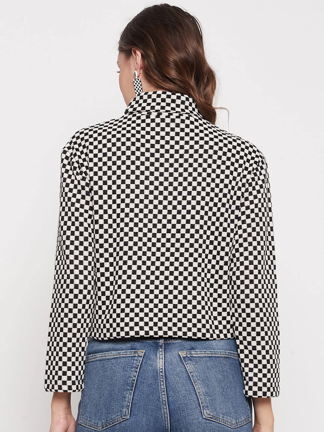 Madame Black Chess Print Turtleneck Top - Image 3