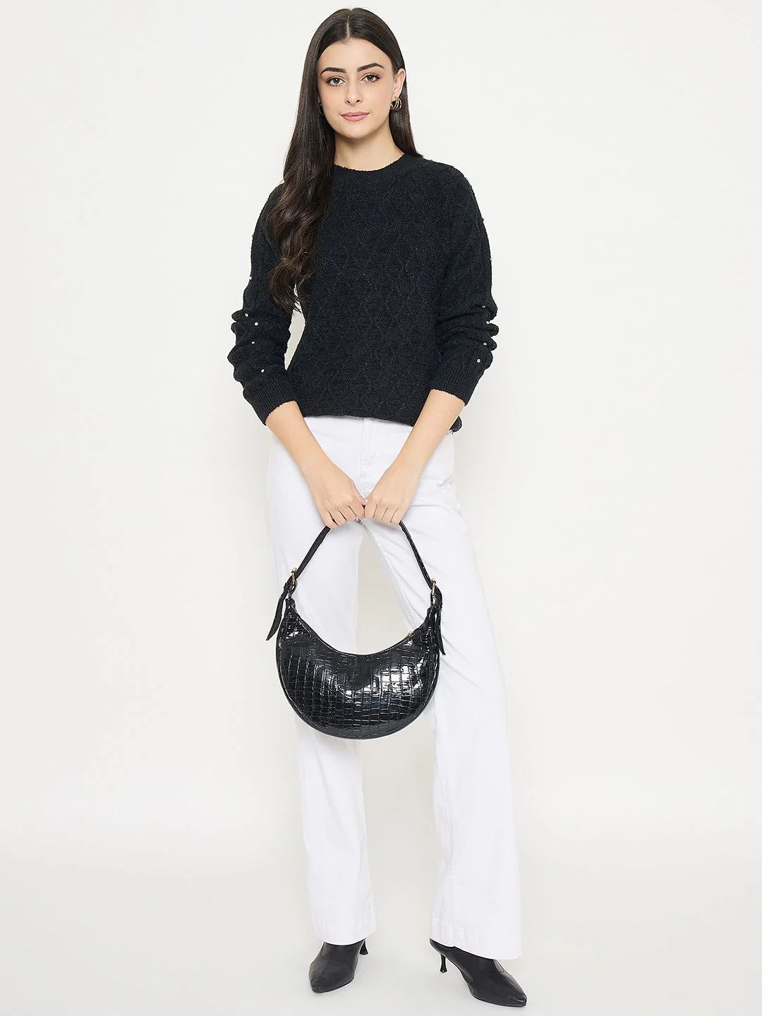 Madame Geometric Print Black Sweater - Image 2