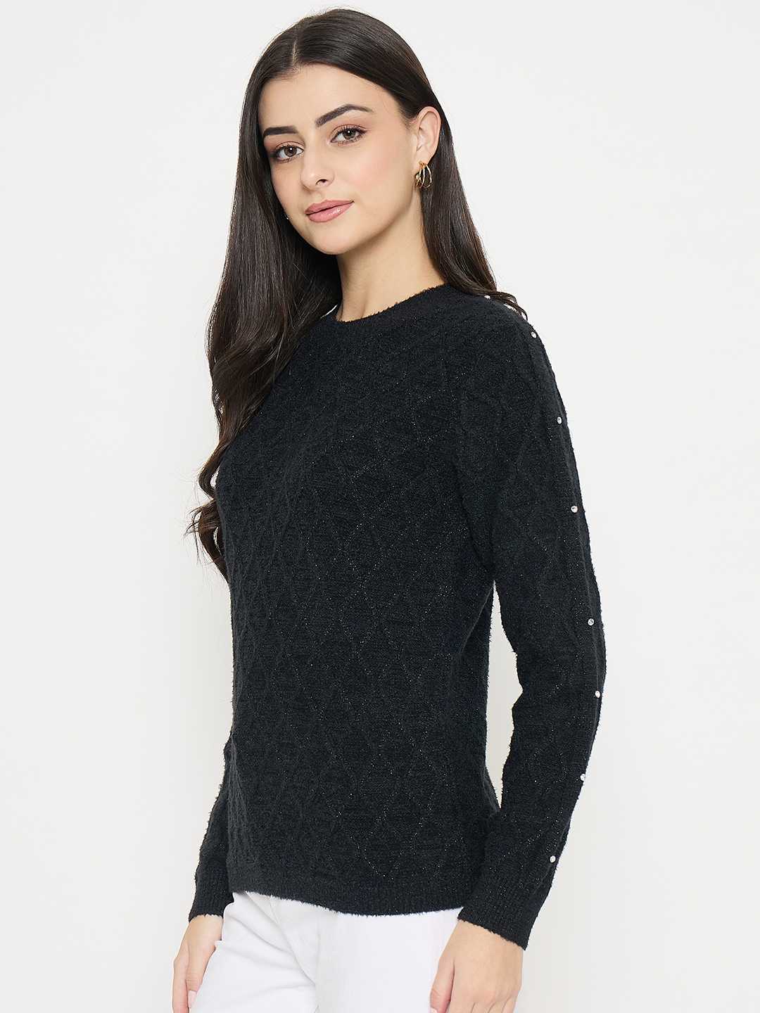 Madame Geometric Print Black Sweater - Image 5