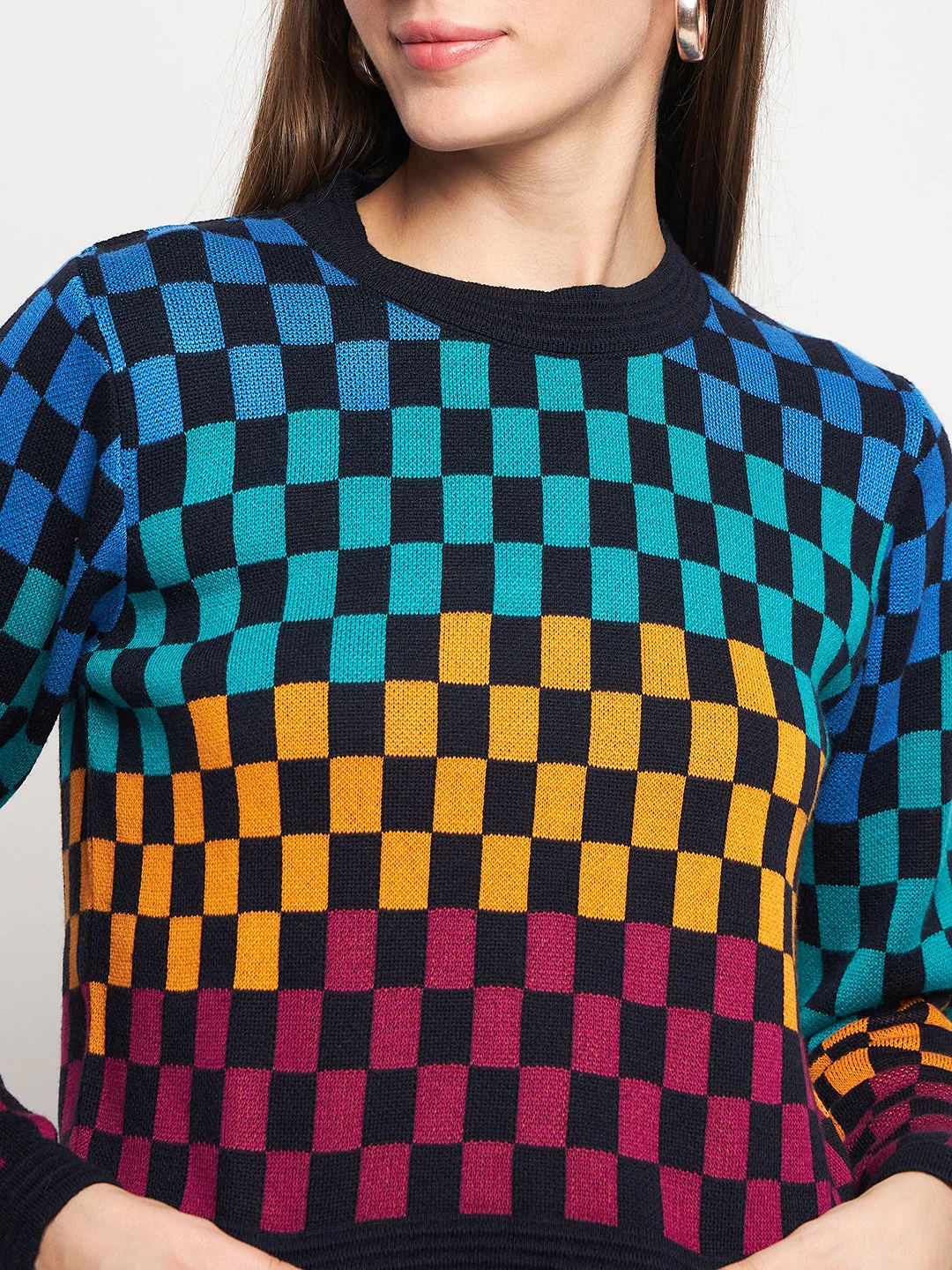 Madame Colour Blocked Black Sweater - Image 3