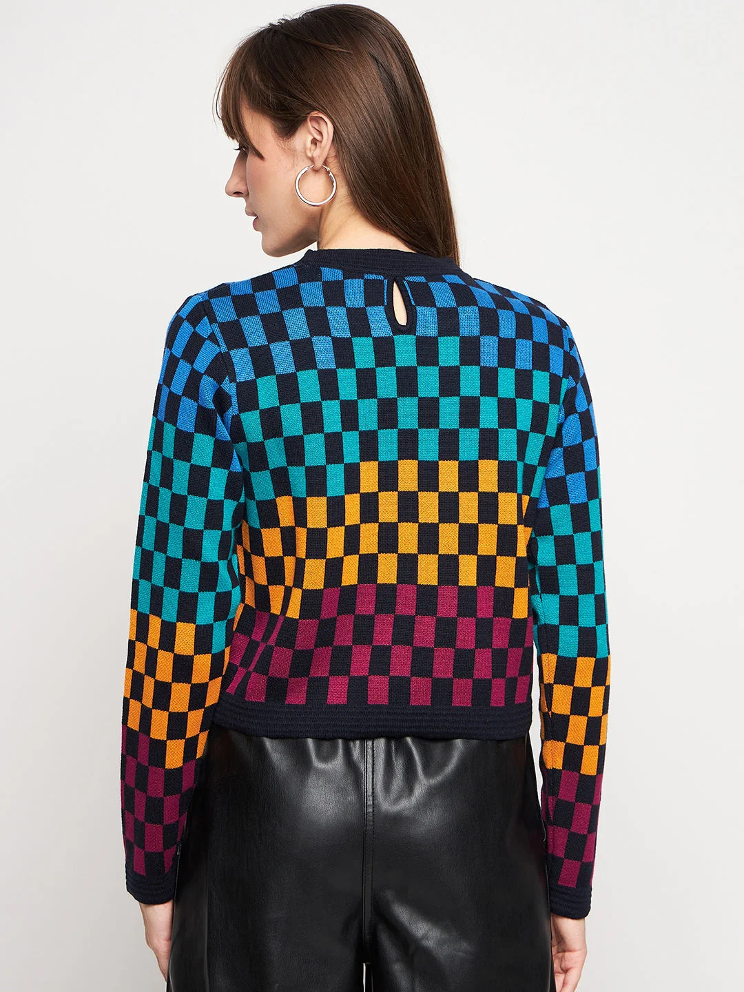 Madame Colour Blocked Black Sweater - Image 4