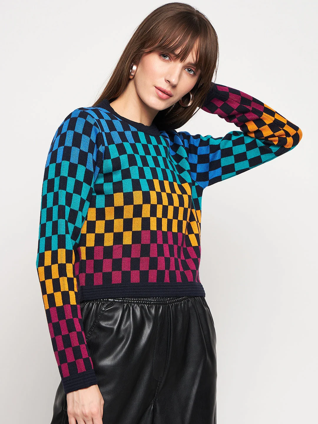 Madame Colour Blocked Black Sweater - Image 5