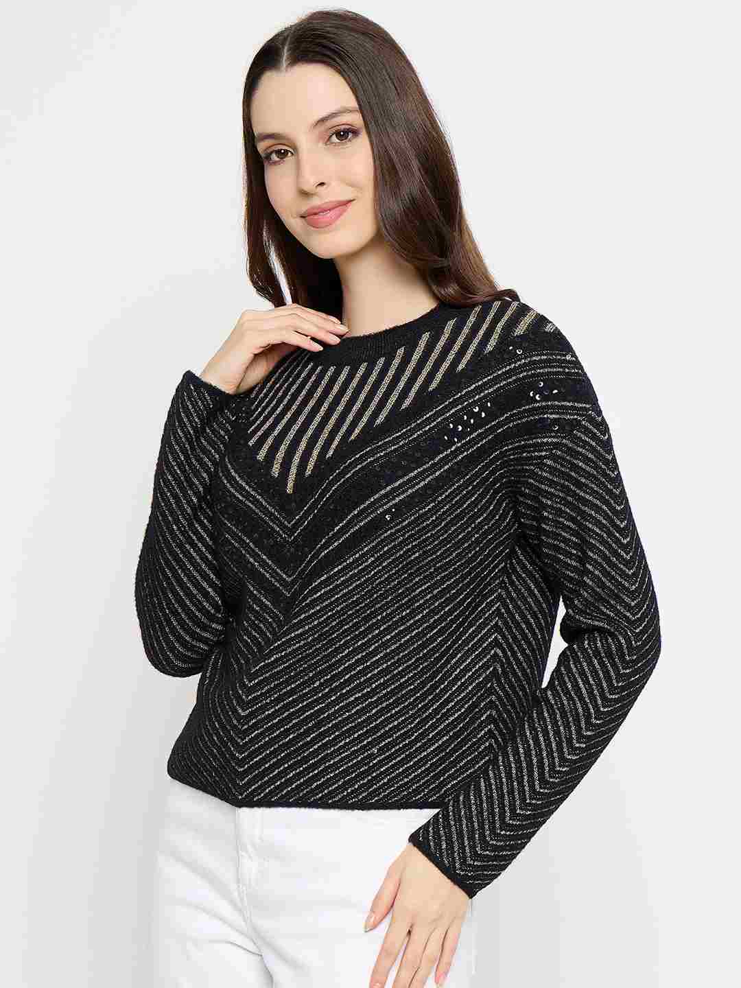 Madame Self Design Black Sweater - Image 5