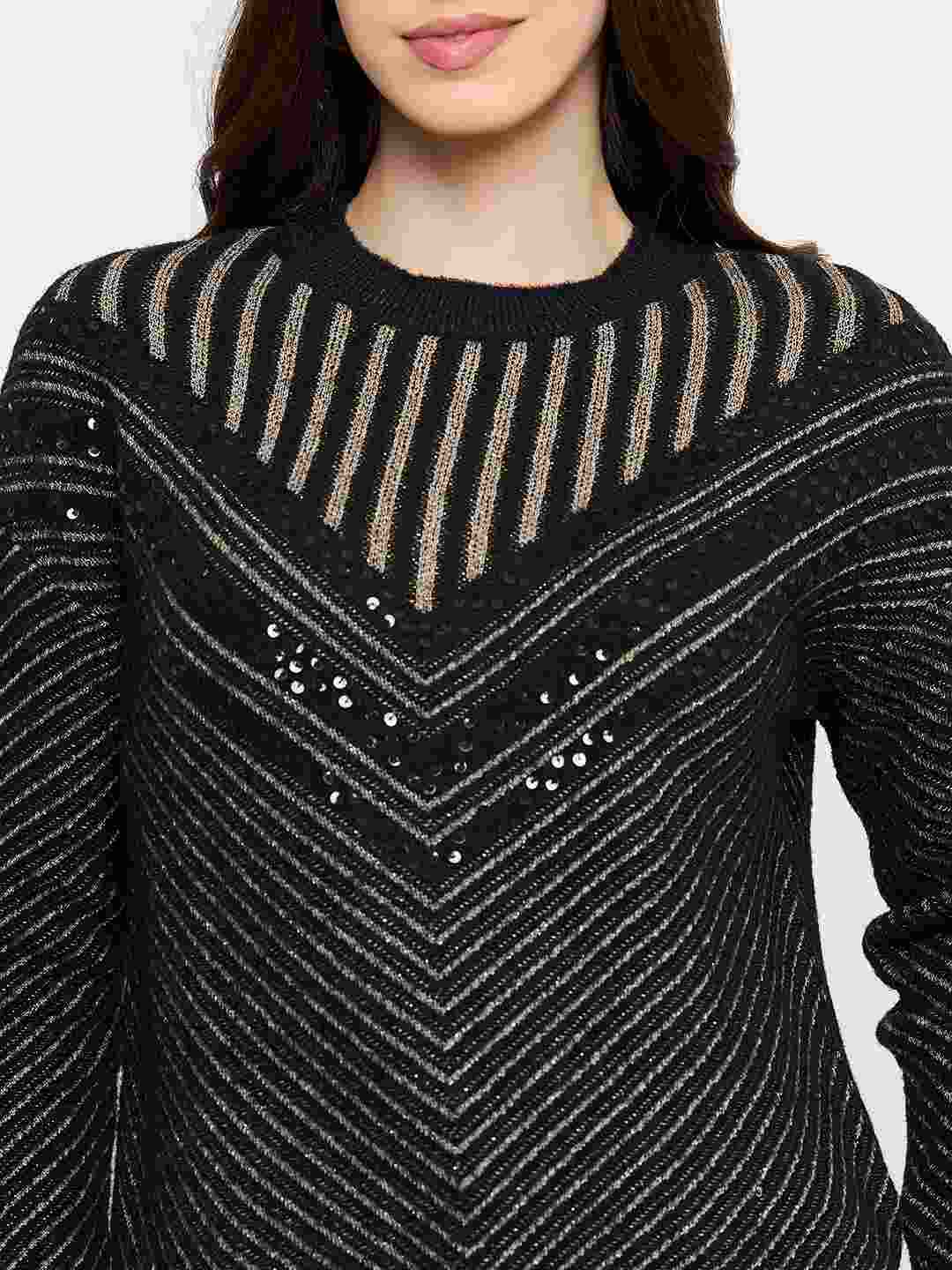 Madame Self Design Black Sweater - Image 7