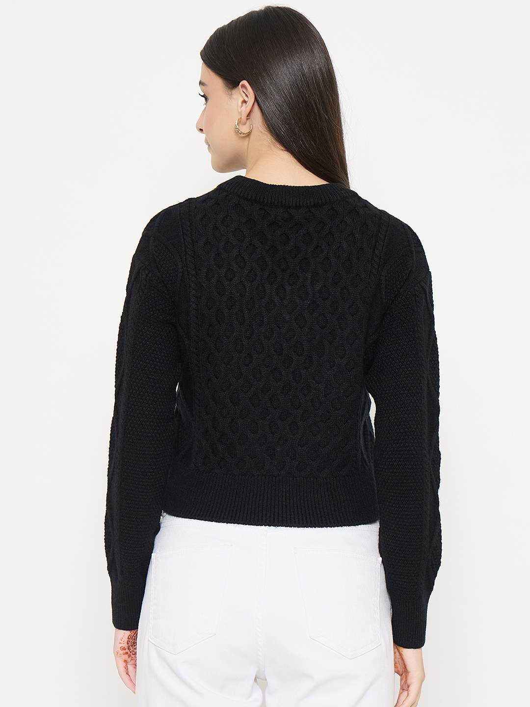Madame Cable Knit Black Acrylic Sweater - Image 6