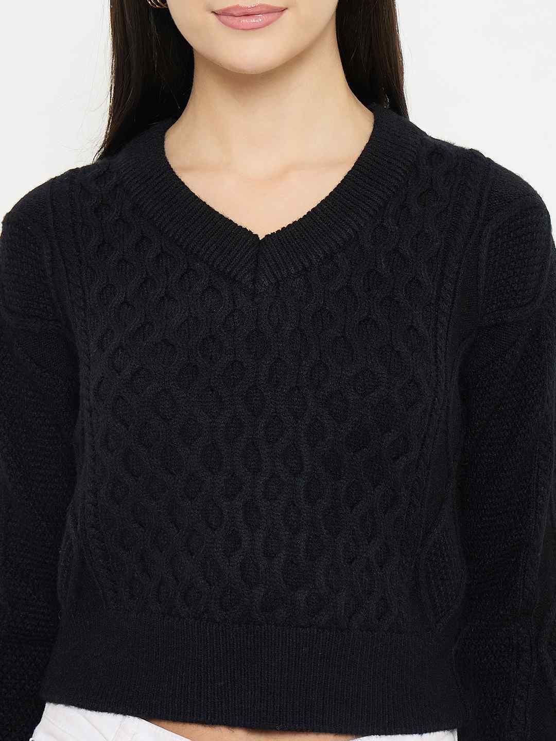 Madame Cable Knit Black Acrylic Sweater - Image 7