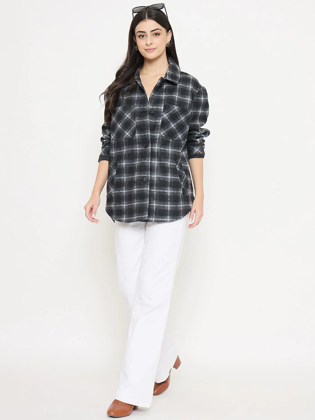Madame Checkered Black Shacket - Image 2