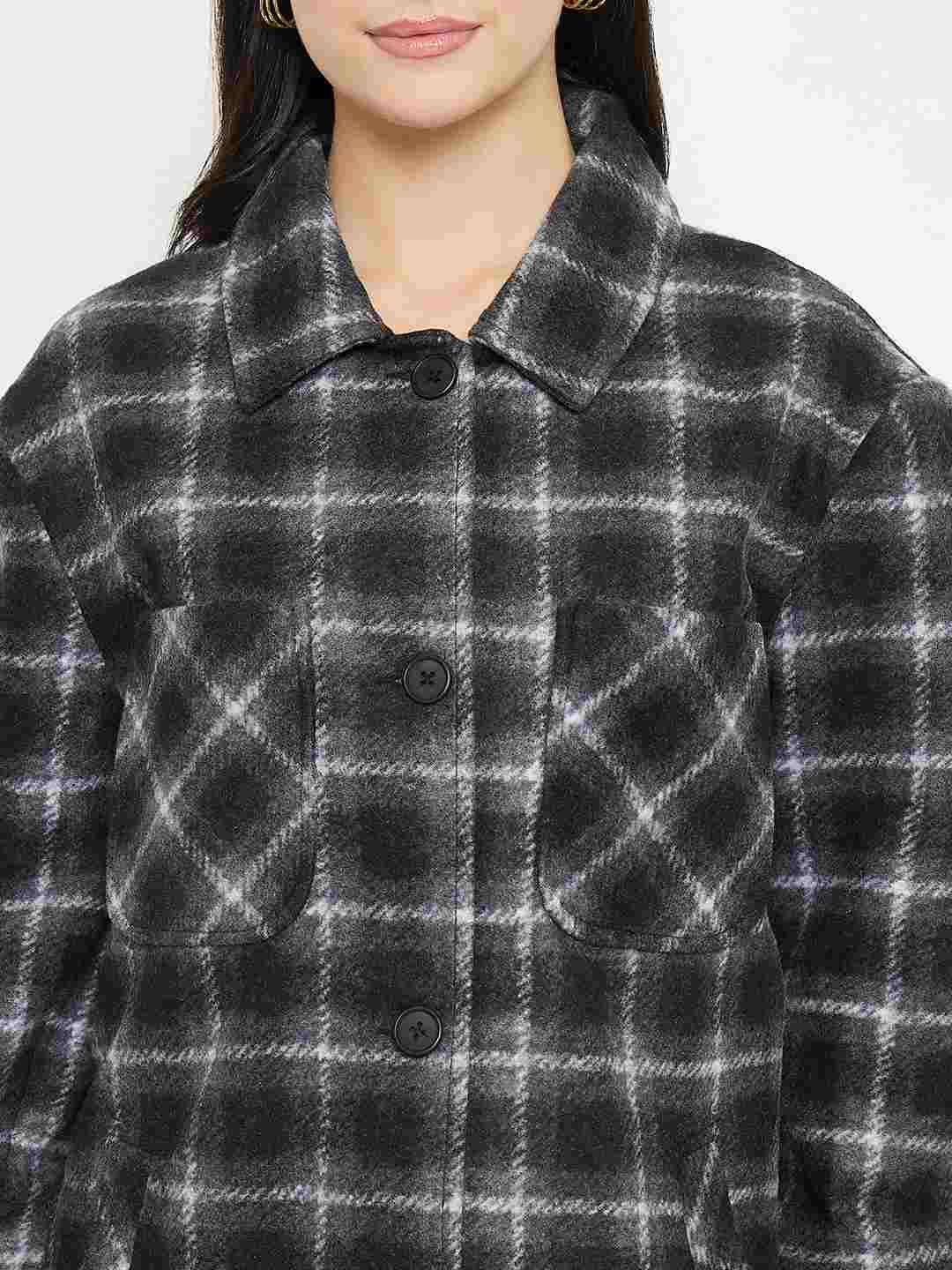 Madame Checkered Black Shacket - Image 7