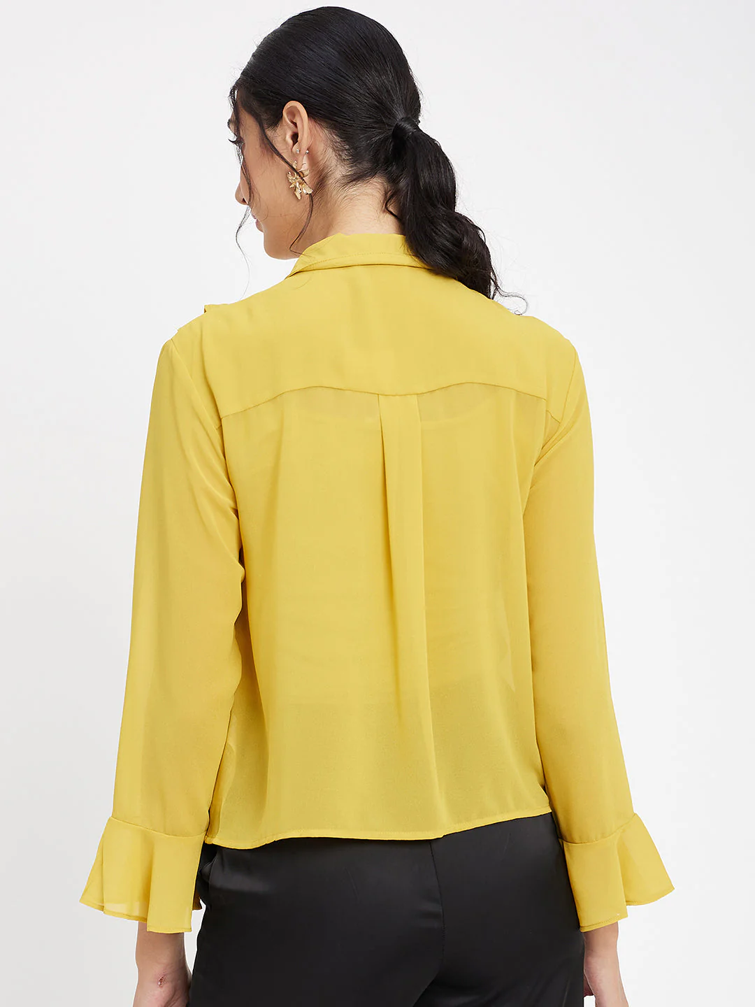 Madame Ruffle Neckline Yellow Top - Image 2