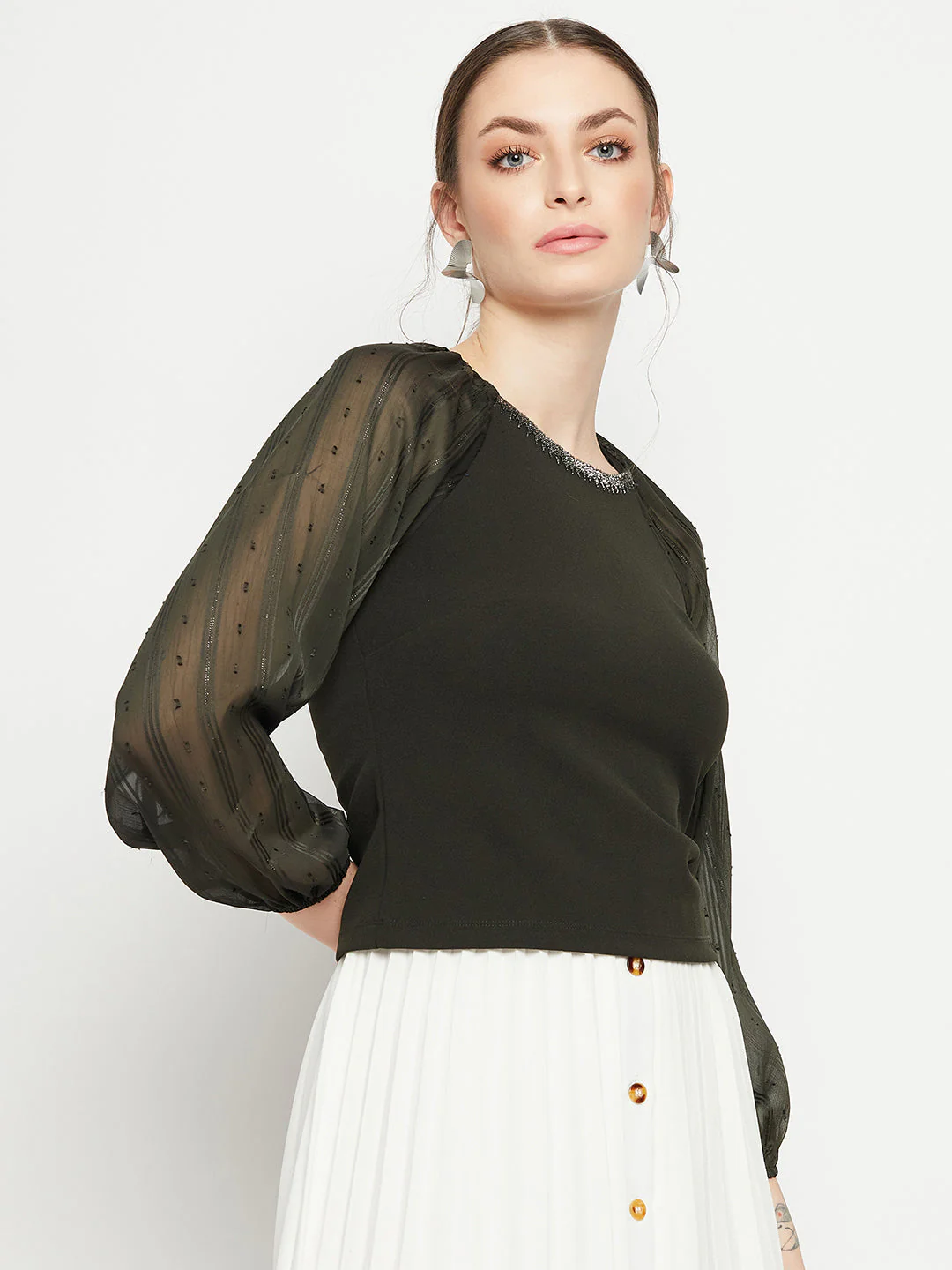 Madame Olive Sheer Sleeve Top - Image 4